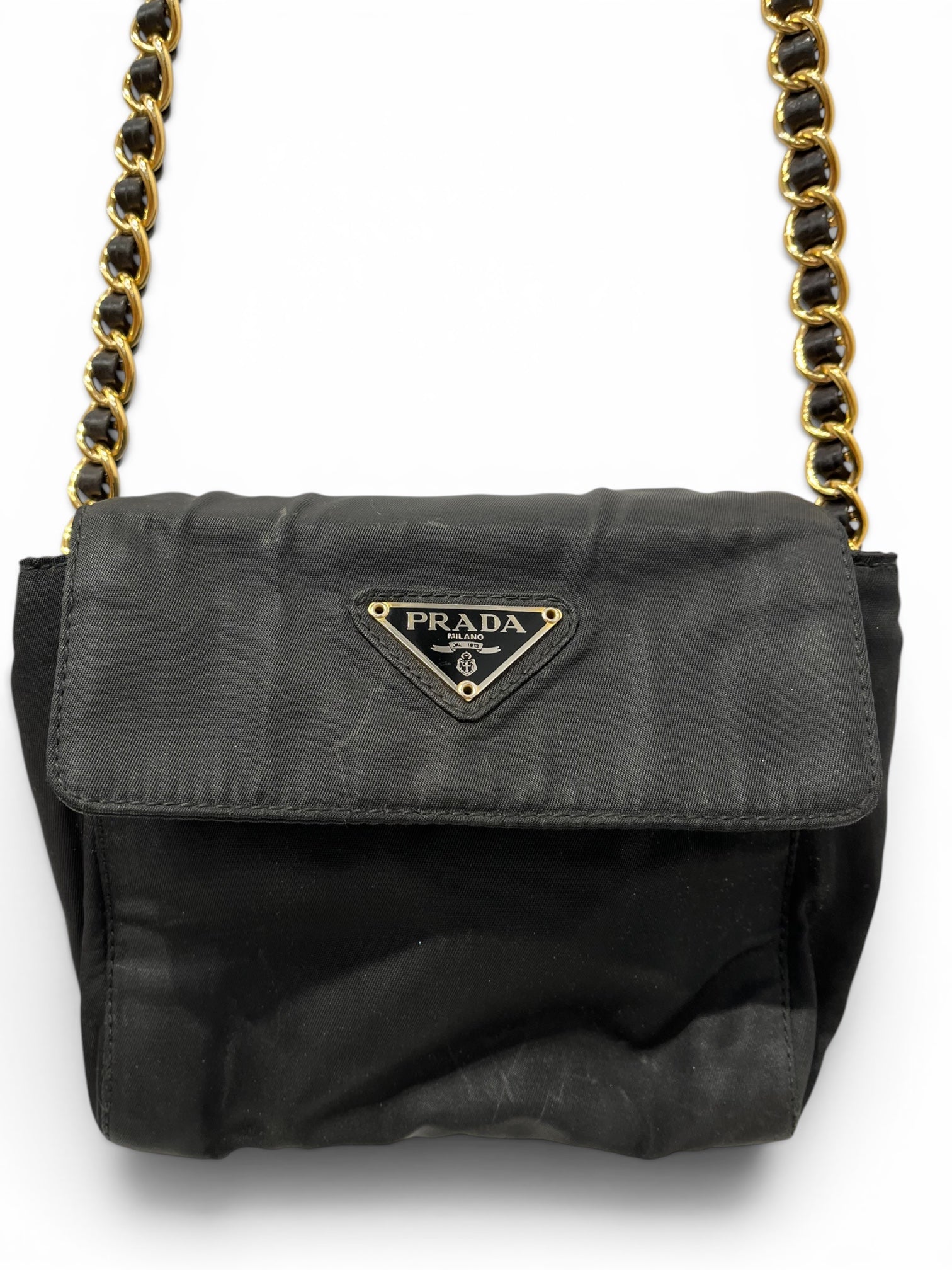 PRADA/Cross Body Bag/Nylon/BLK/TESSUTO CATENA CHAIN BAG view 7