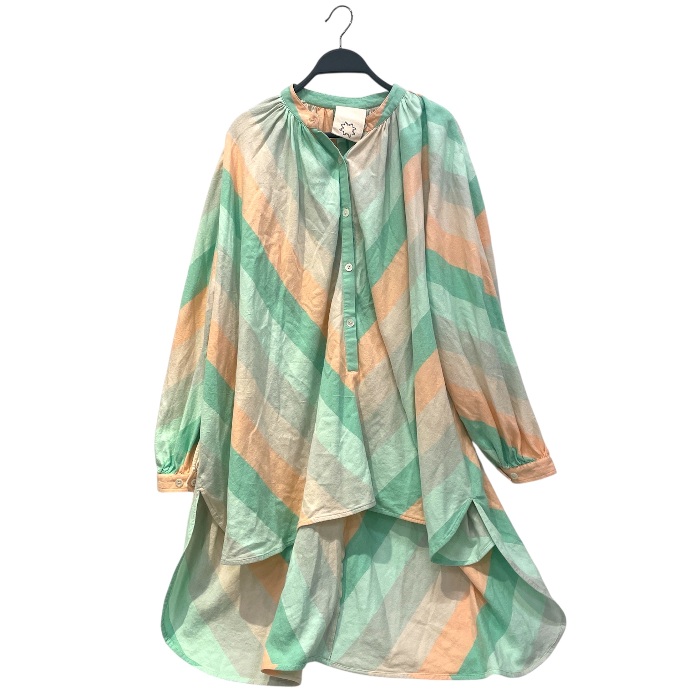 Marrakshi Life /Blouse/S/Stripe/Linen/GRN/Stripped Mandieran Collar view 1