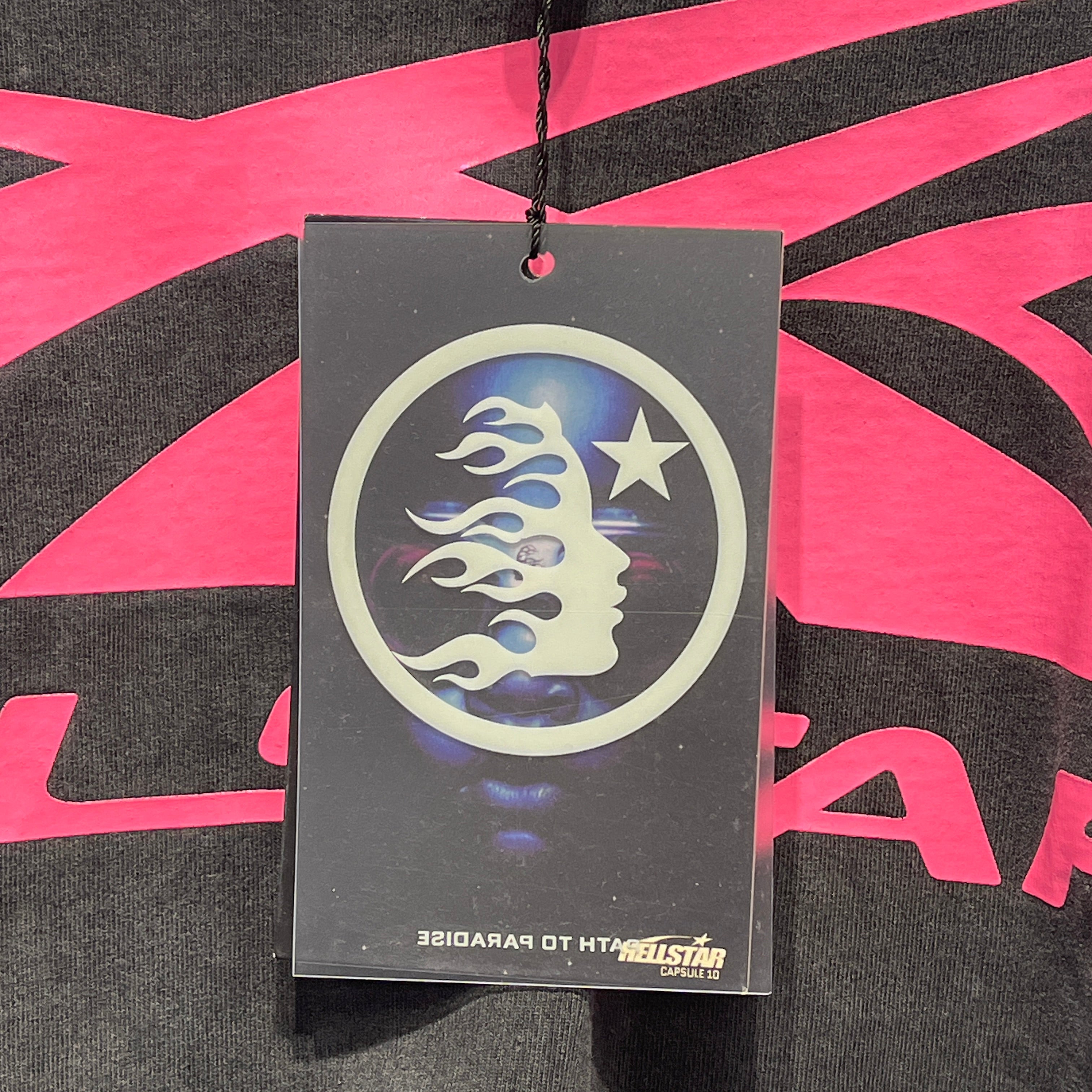 HELLSTAR/T-Shirt/S/Cotton/BLK/Graphic/PINK LOGO FRONT AND BACK view 5