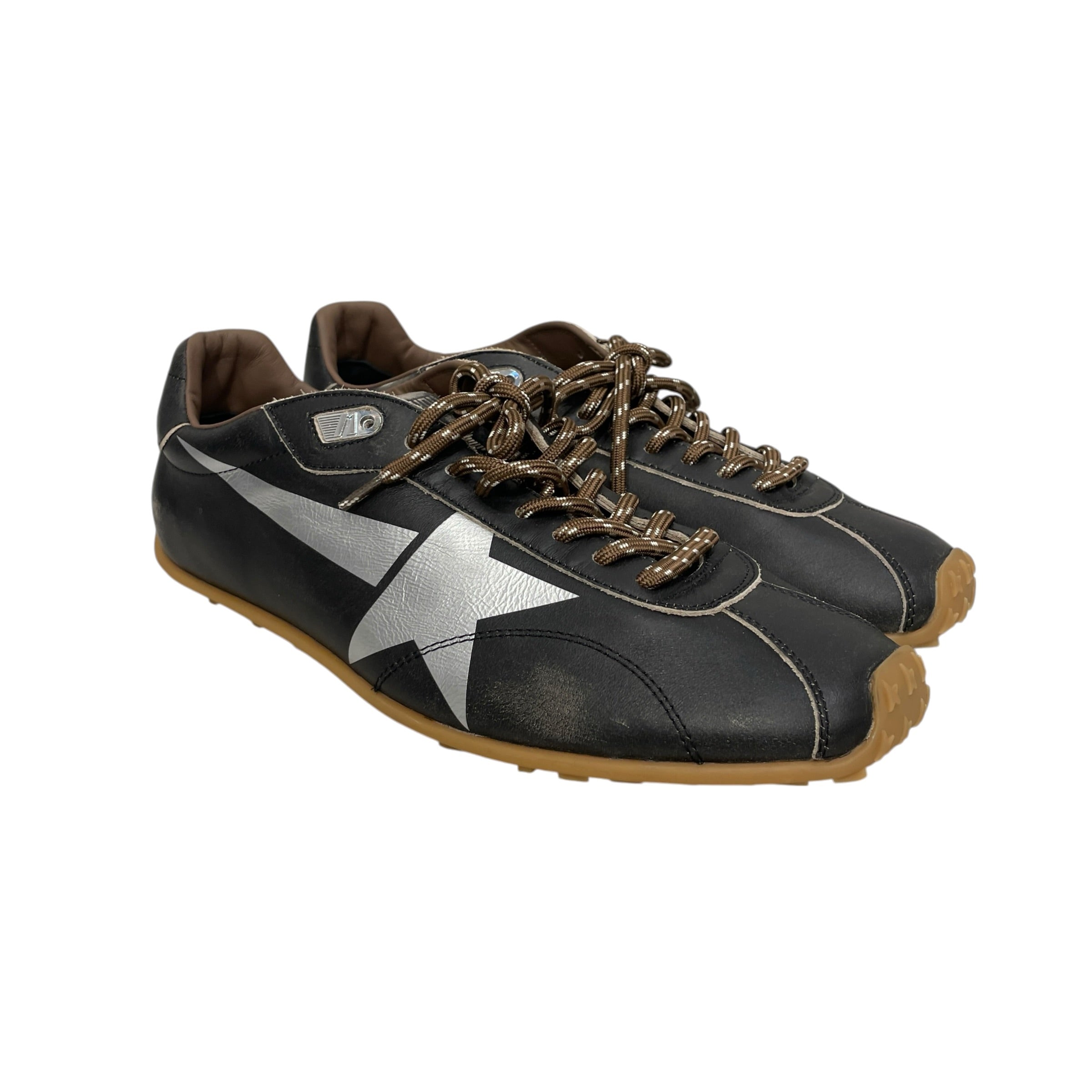 GOLDEN GOOSE/Low-Sneakers/US 9/Leather/BRW/SILVER (SHOOTING)STAR view 1
