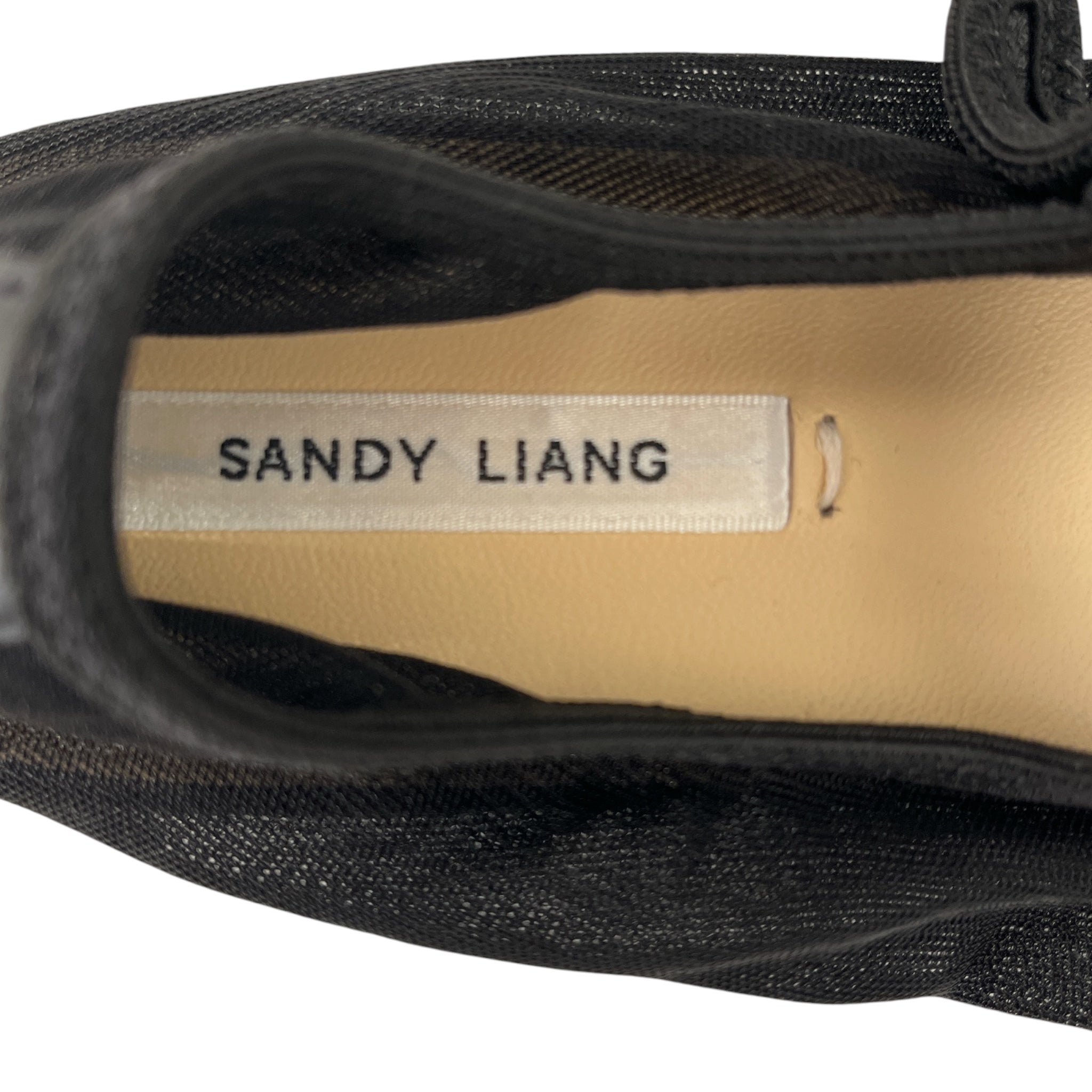 Sandy Liang/Flat Shoes/EU 38/BLK/mesh material top strap buckle view 7