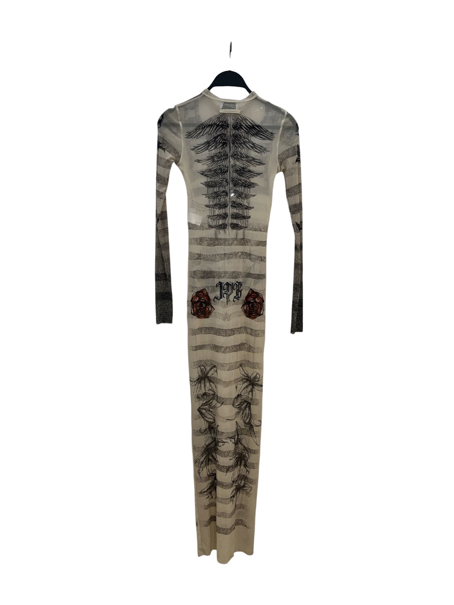 Jean Paul Gaultier/LS Dress/XS/All Over Print/Polyester/BEG/Midi Length/ view 2