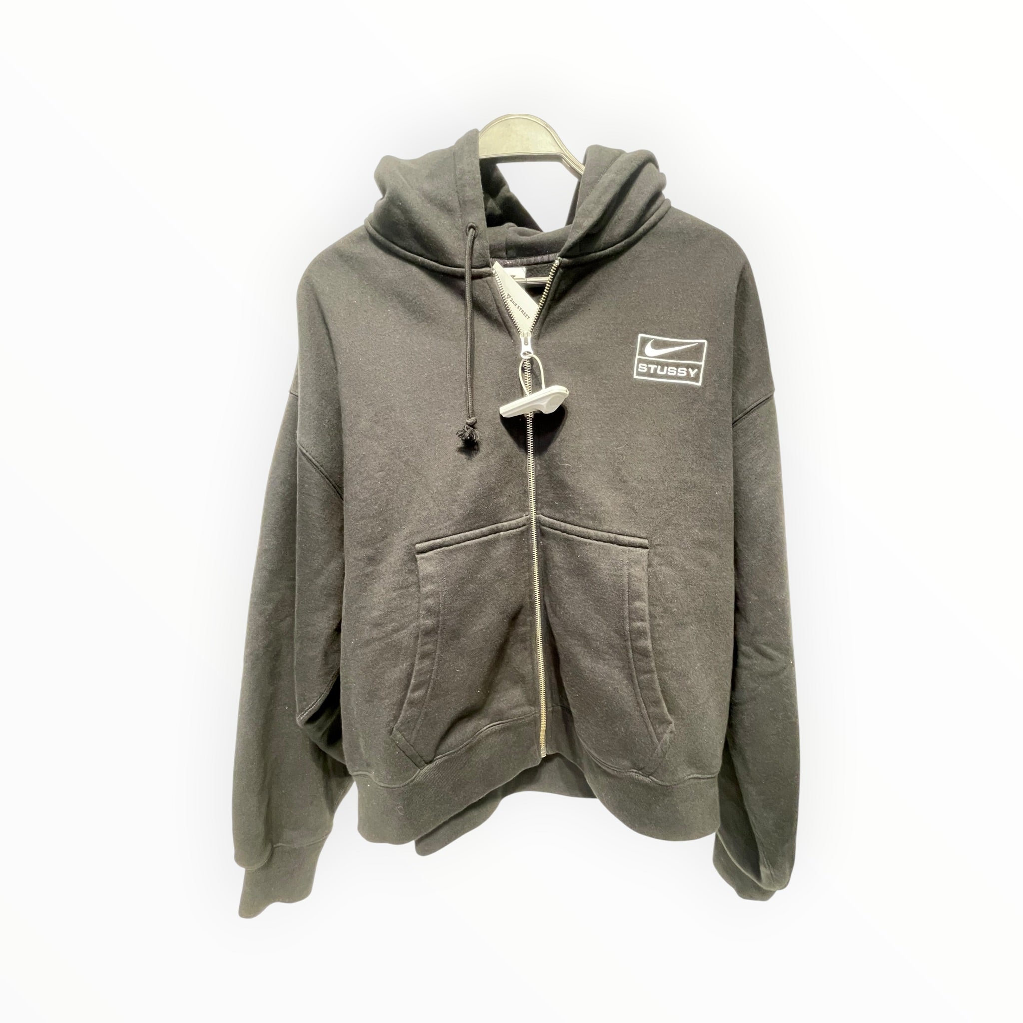 NIKE/STUSSY/Hoodie/M/Cotton/BLK/zip up all black w/ patch view 1