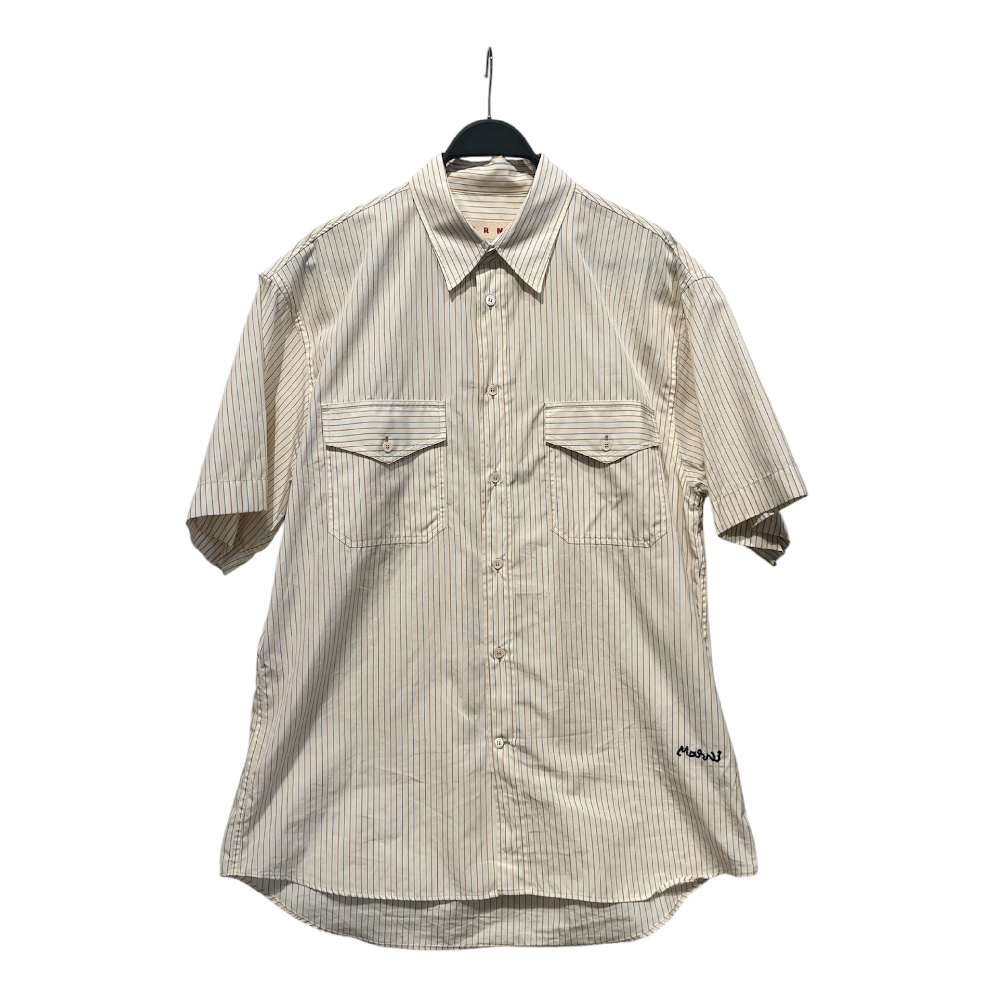 MARNI/SS Shirt/52/Cotton/CRM/Stripe/beige/black stripes view 1