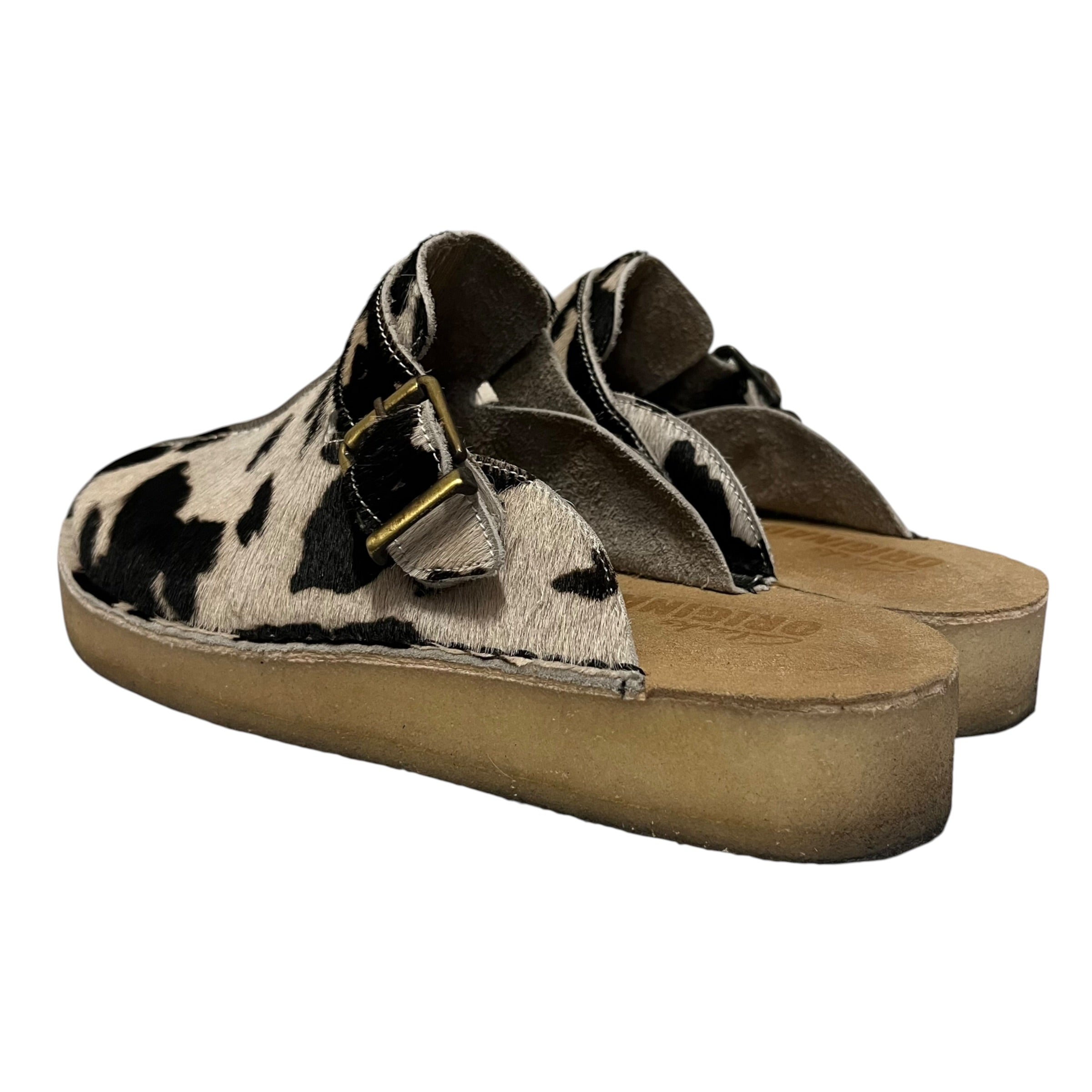 Clarks/Sandals/Animal Pattern/Sheepskin/WHT/clarks cow print mules view 2