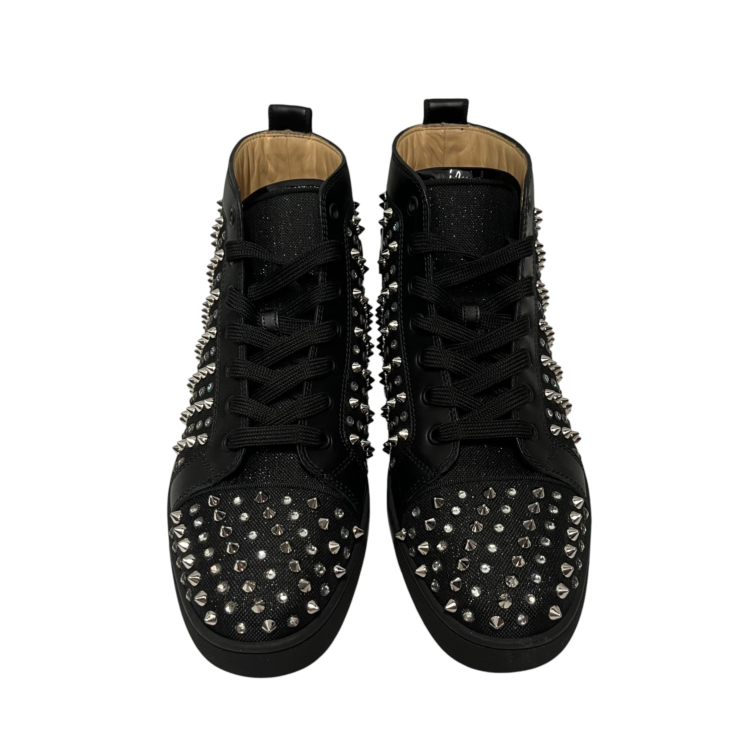 Christian Louboutin/Hi-Sneakers/US 8.5/Leather/BLK/spike view 4
