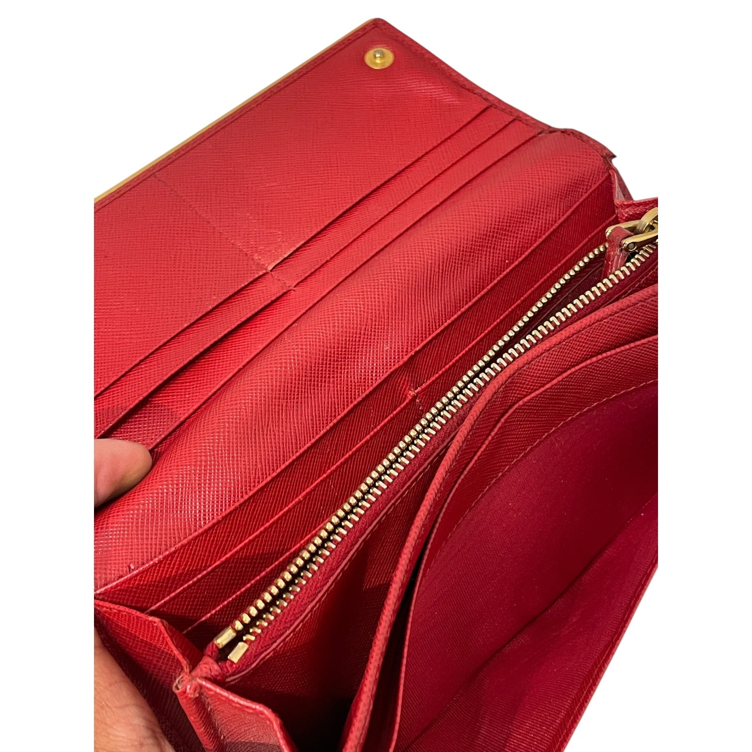 PRADA/Long Wallet/Leather/RED/L's/Saffiano Sleek Metal Accent view 6