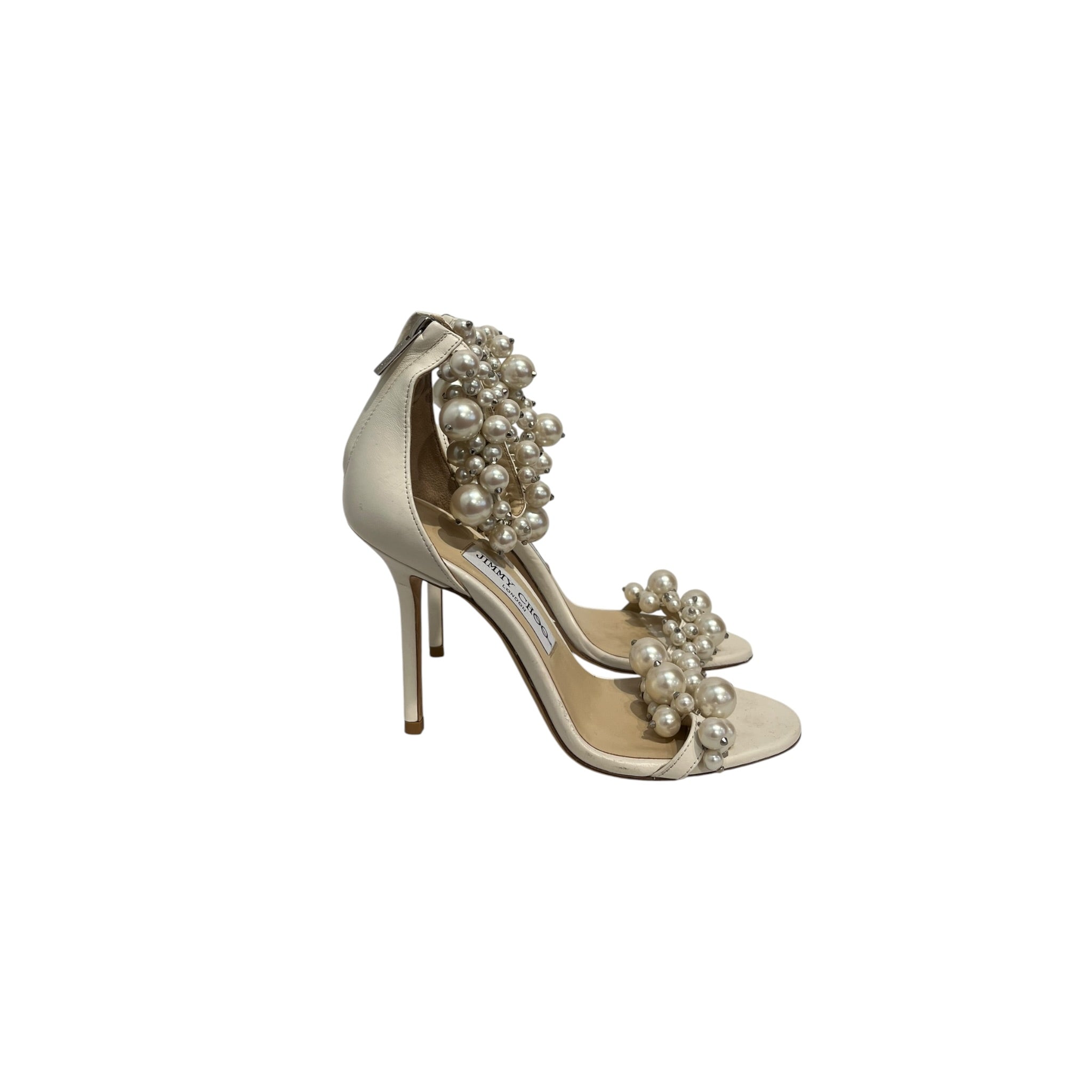 JIMMY CHOO/Heels/EU 36/Leather/WHT/Ankle Strap/PEARL EMBELLISH view 7