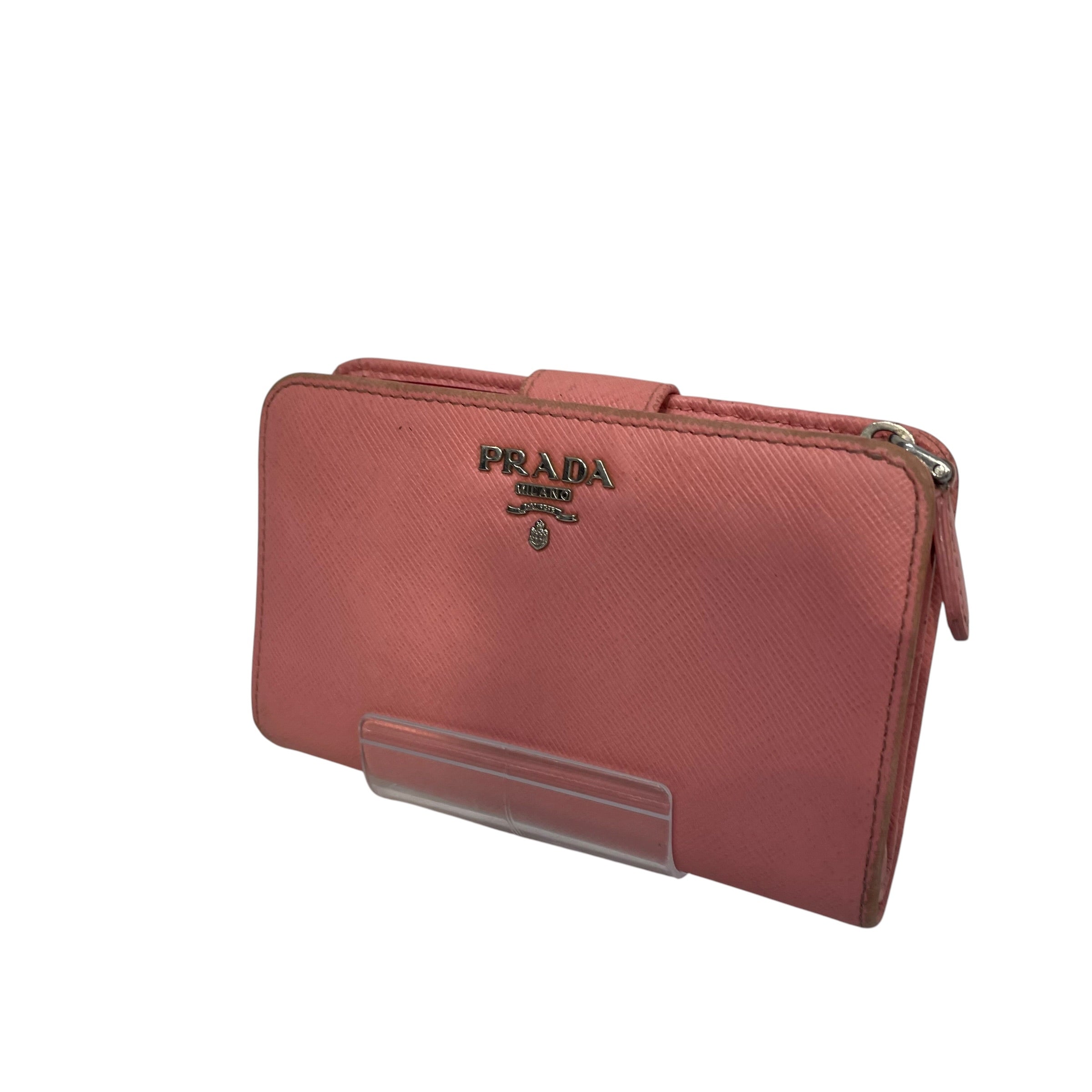 PRADA/Wallet/Leather/PNK/Saffiano Silver Hardware