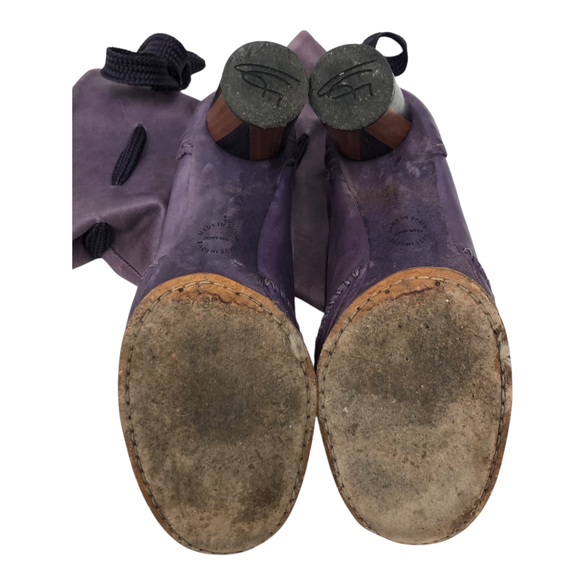 GEORGINA GOODMAN/Booties/US 5.5/Leather/PPL/WOVEN SHOE LACE WOOD HEEL view 5