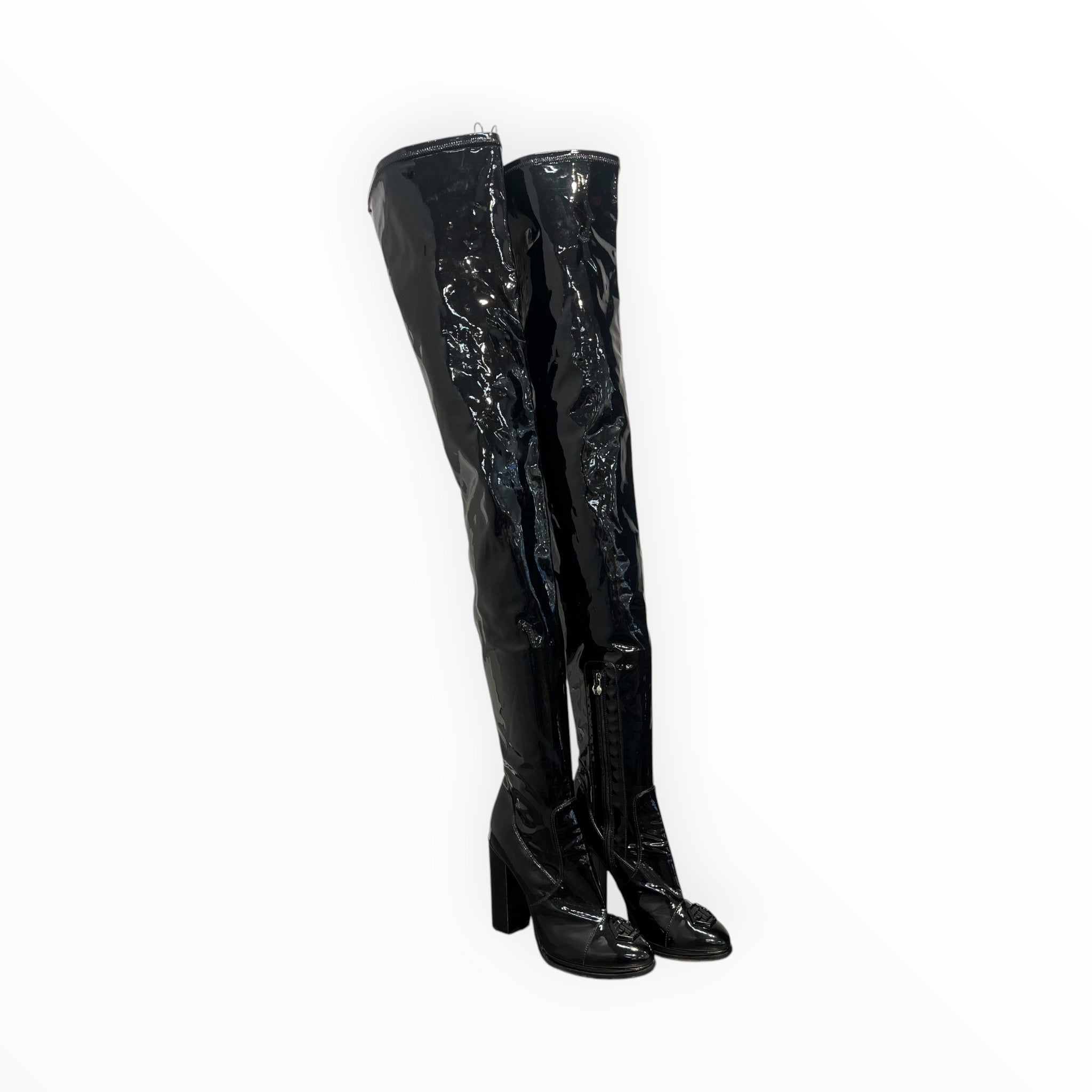 PHILIPP PLEIN/Boots/EU 40/Faux Leather/BLK/Thigh High view 1