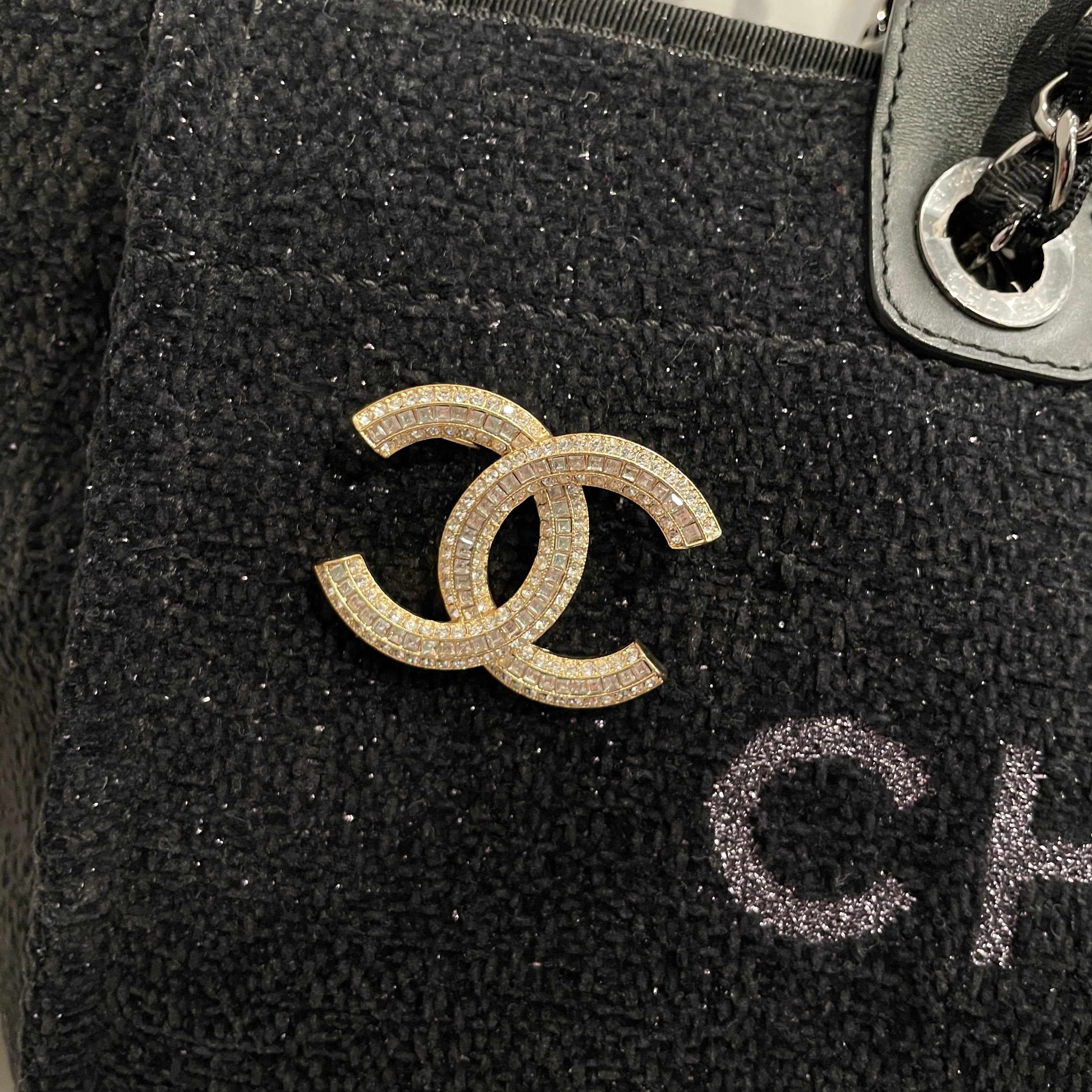 CHANEL/Tote Bag/BLK/Deauville Tweed w/ Pin view 7
