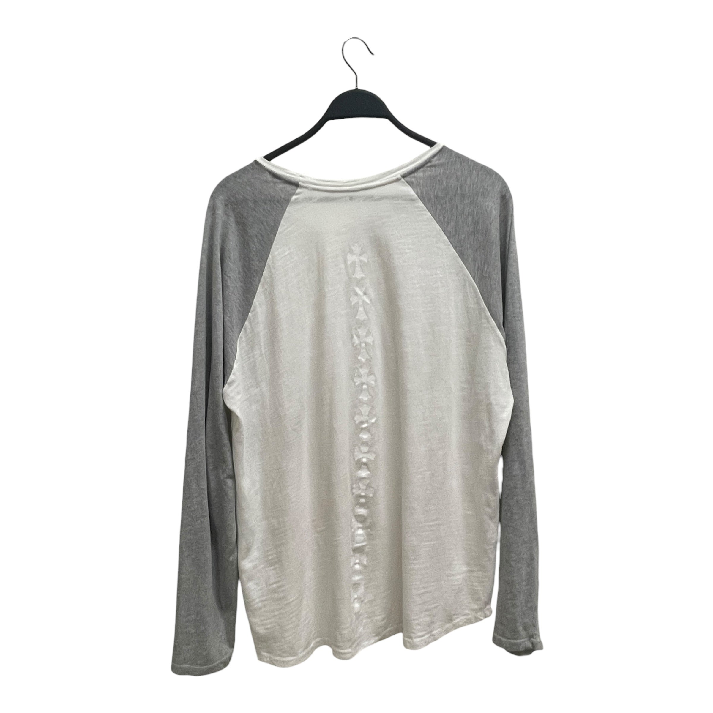 CHROME HEARTS/LS T-Shirt/L/Cotton/WHT/GRAY SLEEVE BASEBALL T/ view 2