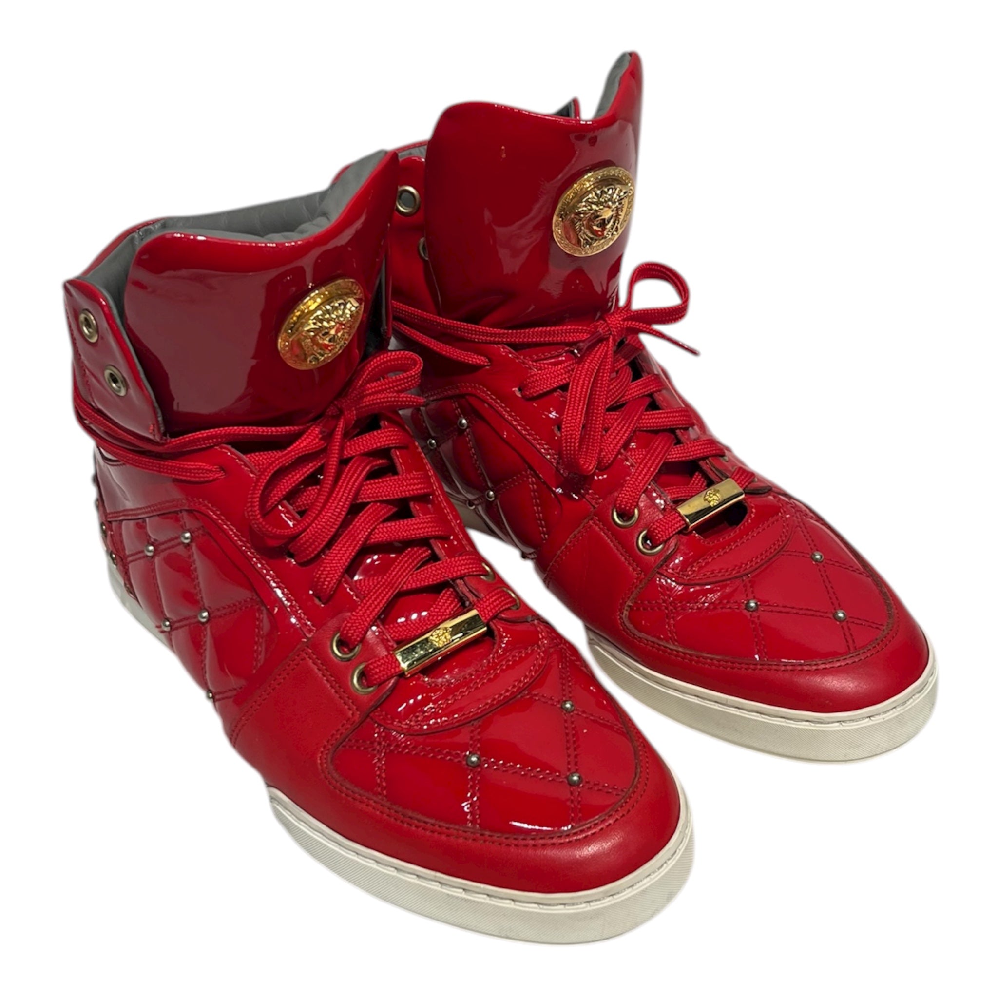 VERSACE/Hi-Sneakers/RED/GOLD STUDDED HIGH TOP view 1
