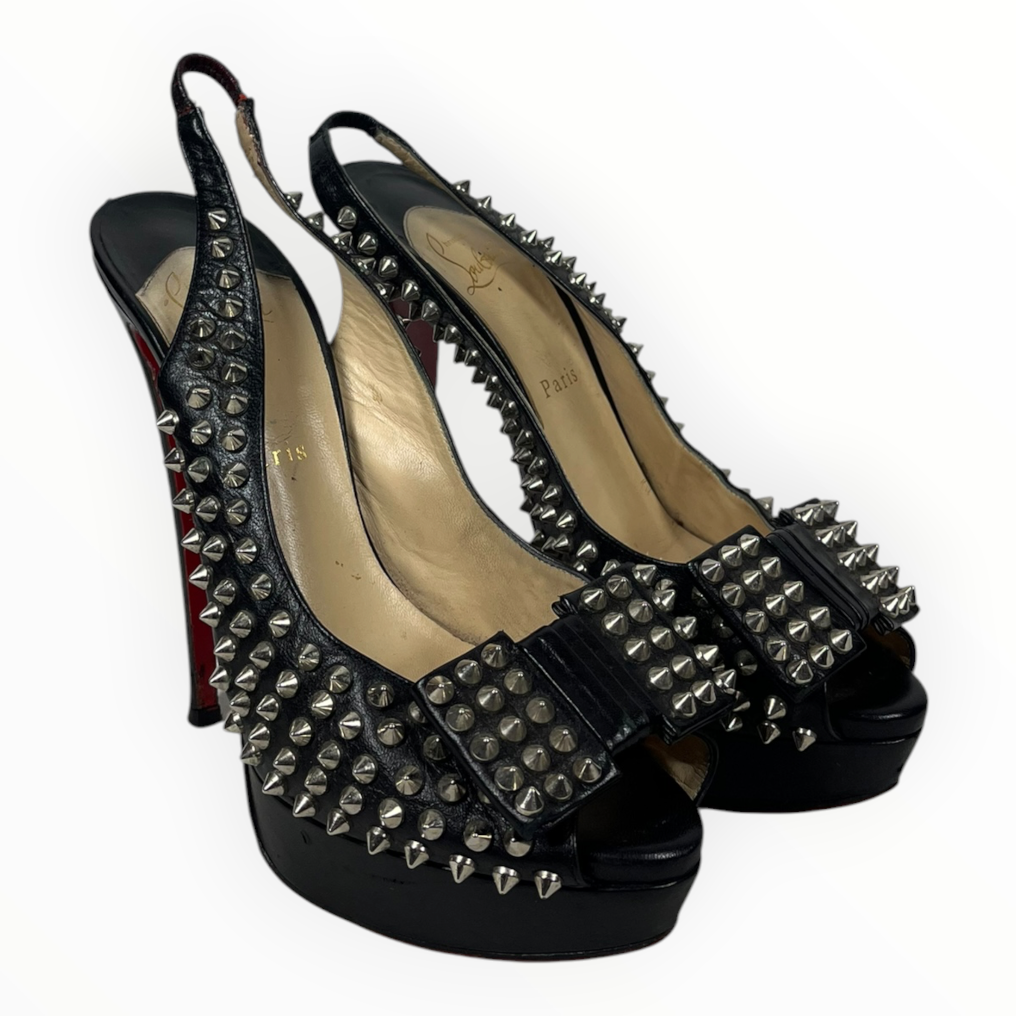 Christian Louboutin/Heels/EU 41/Leather/BLK/CLOU NOEUD SPIKED PUMPS view 1