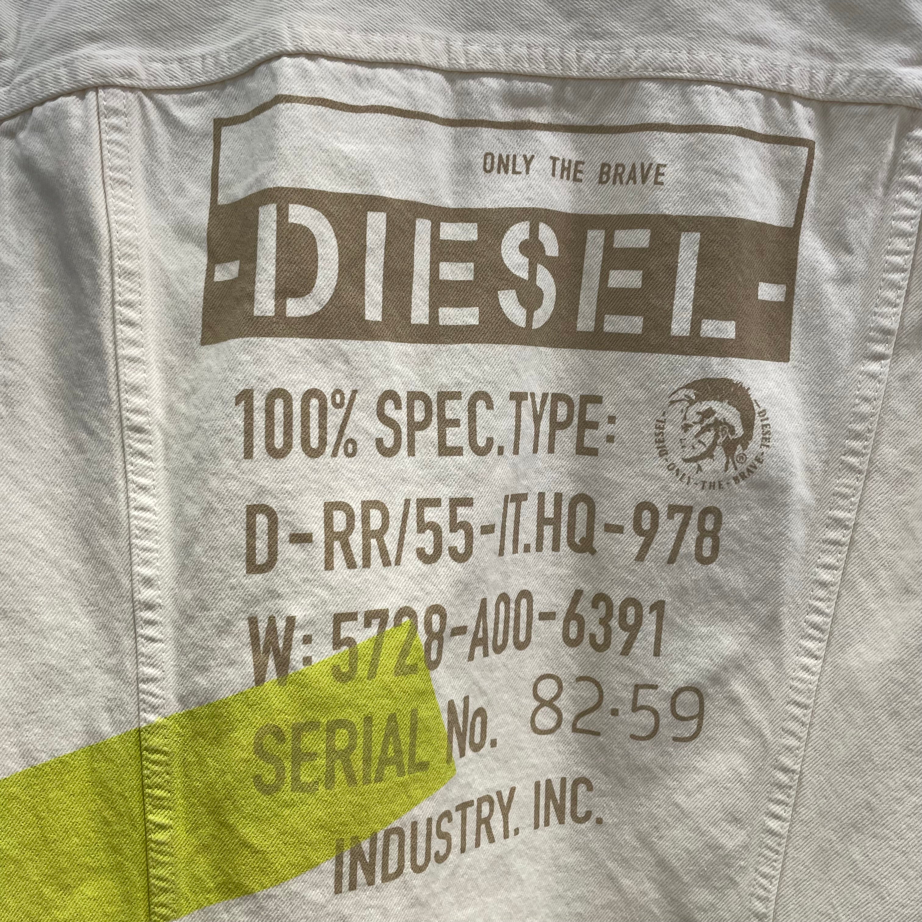 DIESEL/Denim Jkt/S/Denim/CRM/All Over Print/NEON YEL STRIPE DESN ON BACK view 4