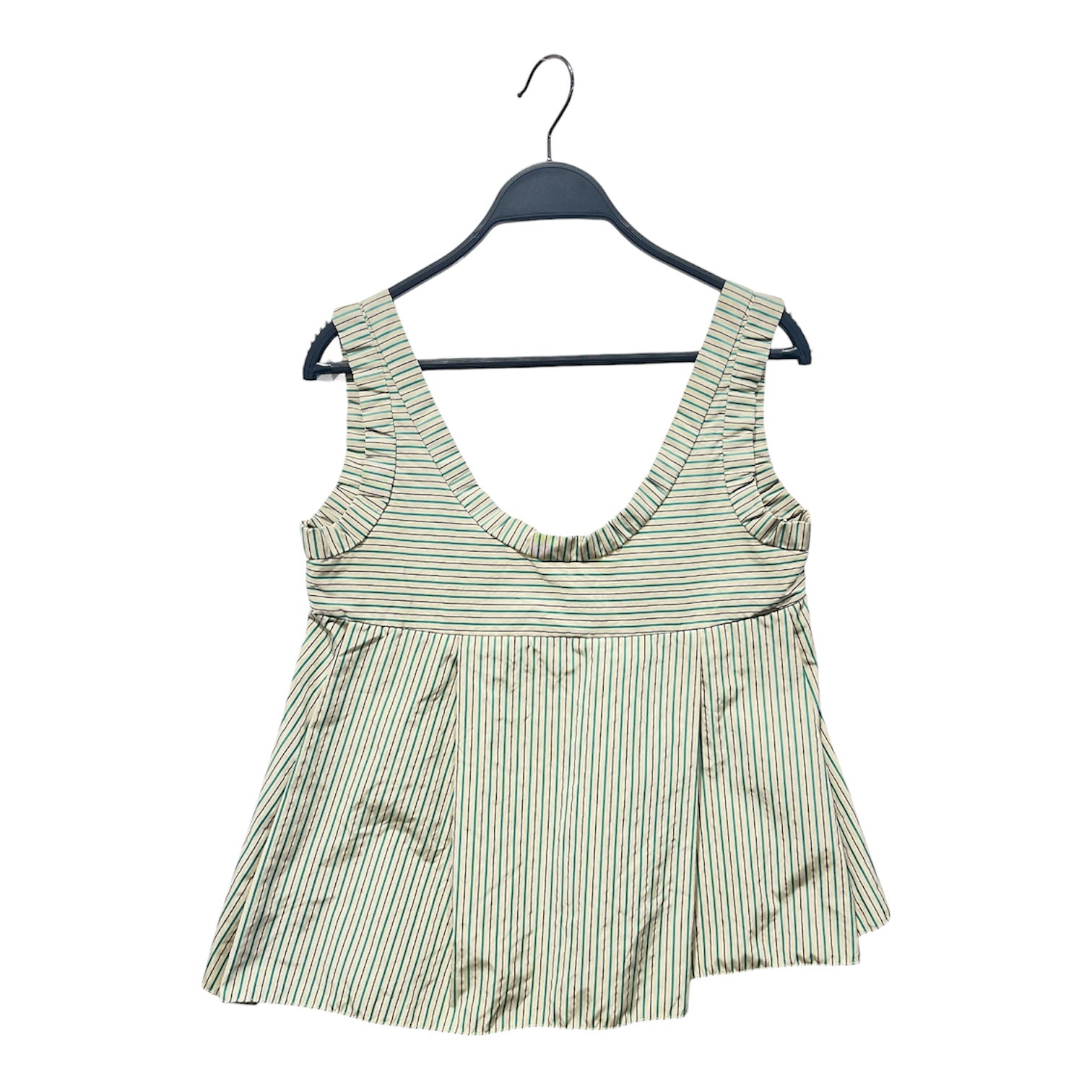 MARNI/Blouse/40/Stripe/Polyester/GRN/Round neck pleated view 1