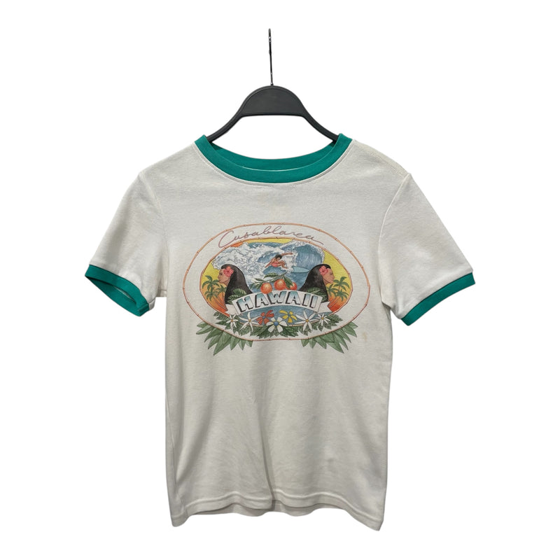 CASABLANCA/T-Shirt/S/Cotton/WHT/GREEN NECK LINE