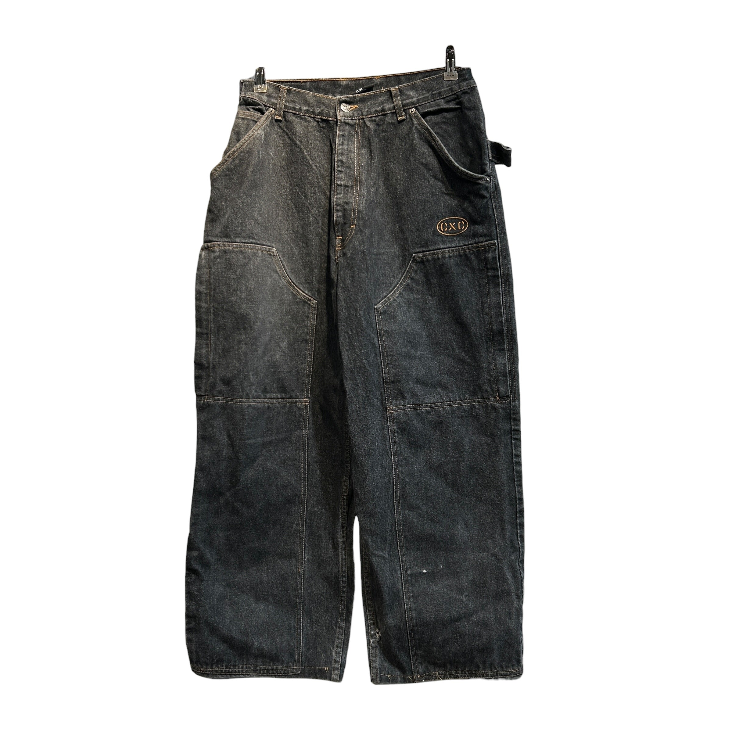 Vintage/Straight Pants/33/Denim/GRY/cross colours Double Knee view 1