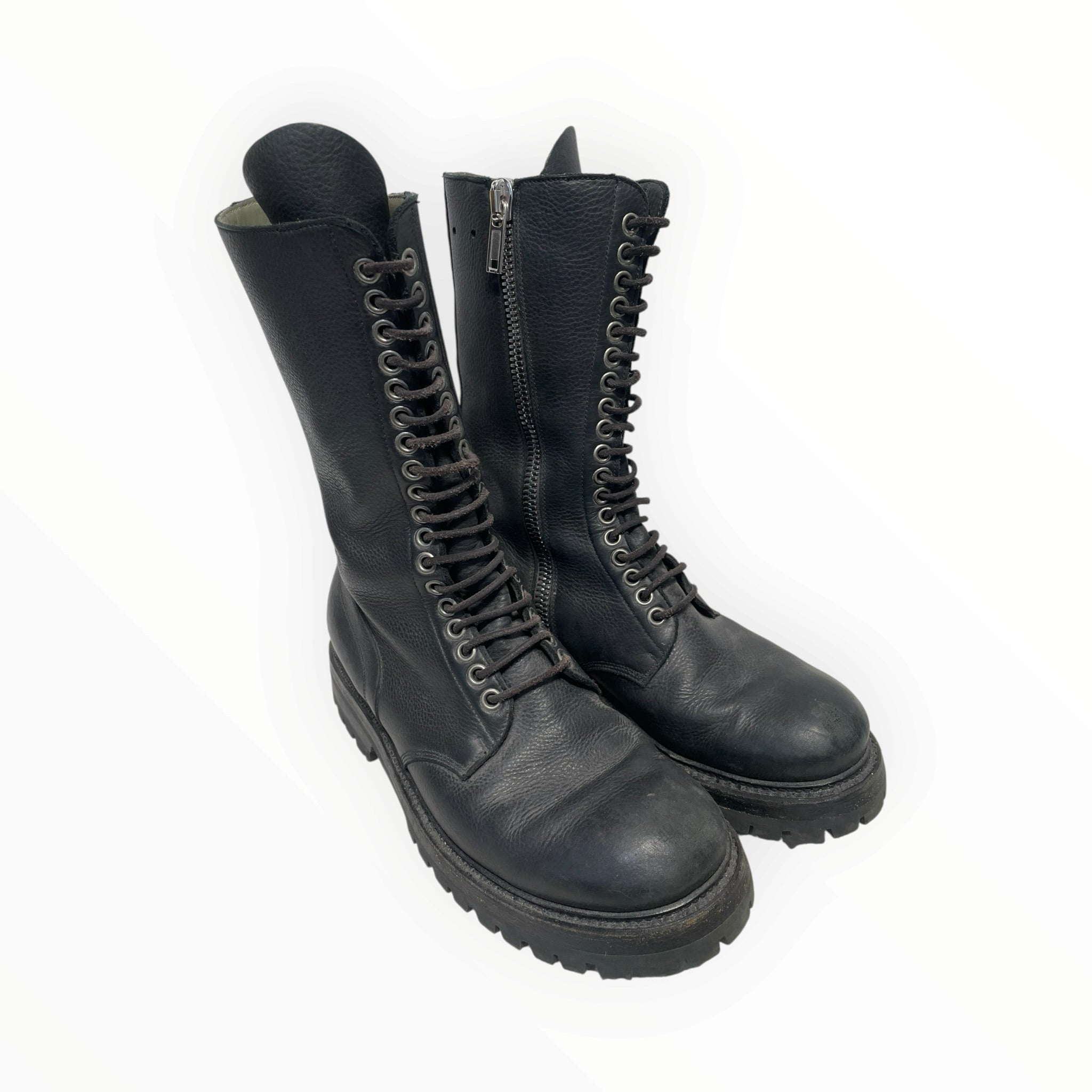 Rick Owens/Lace Up Boots/EU 39/Leather/BLK/good year sole view 1