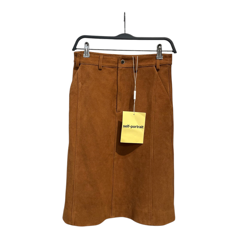 self-portrait/Skirt/4/Suede/BRW/brown suede skirt