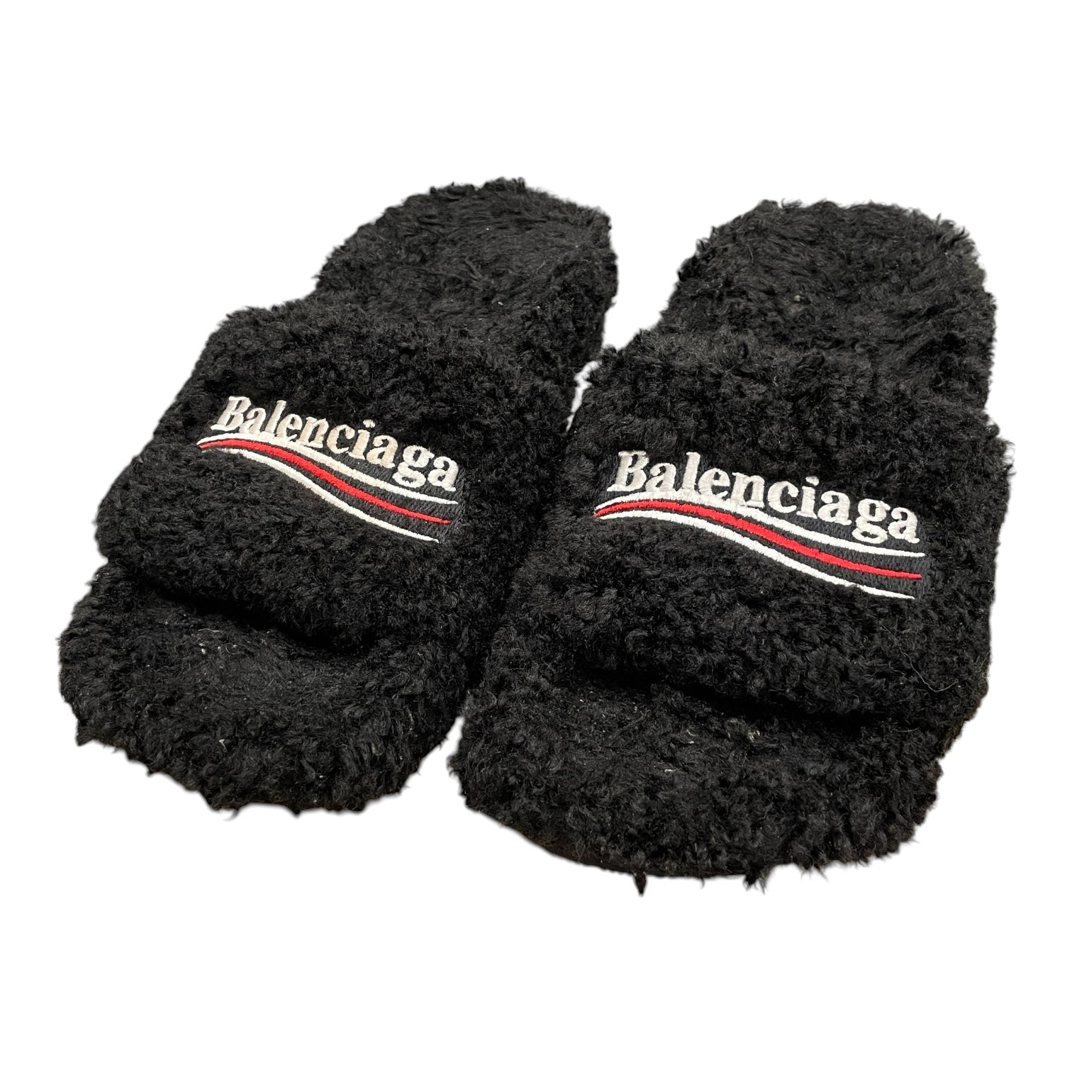 BALENCIAGA/Heels/EU 38.5/Fake Fur/BLK/WHITE RED LOGO view 1