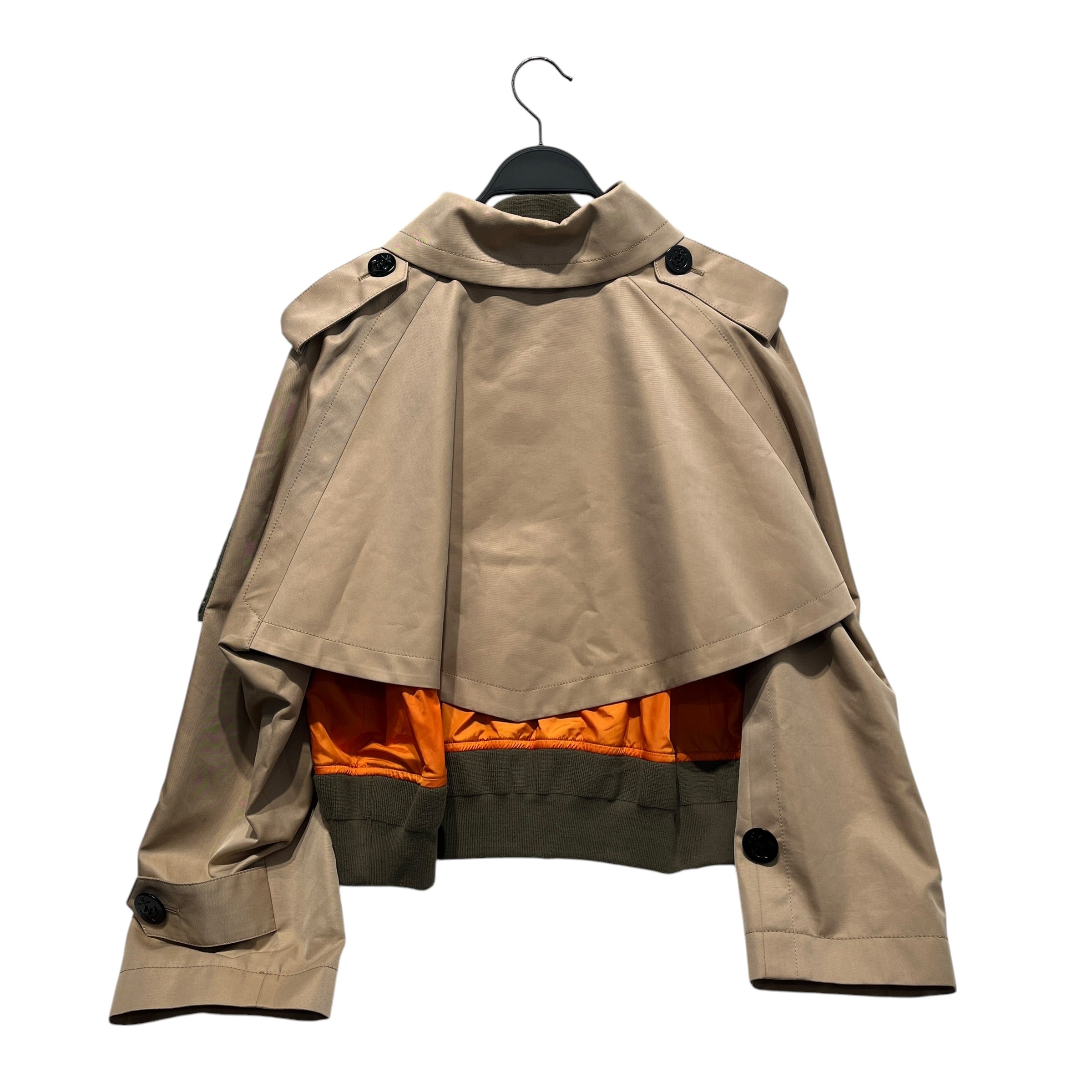 Sacai/Jacket/1/Polyester/BEG/Double Breasted/TRENCH GREEN BOMBER CROP view 2