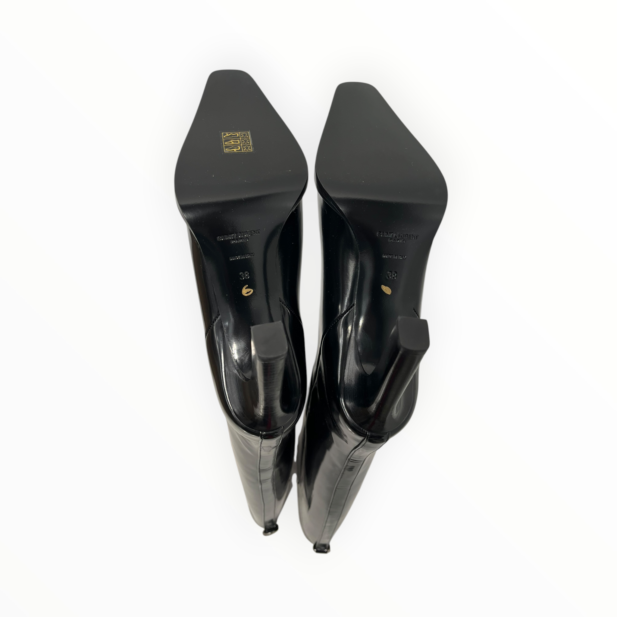 YVES SAINT LAURENT/Boots/US 7/Leather/BLK/PATENT LEATHER BOOTS view 4
