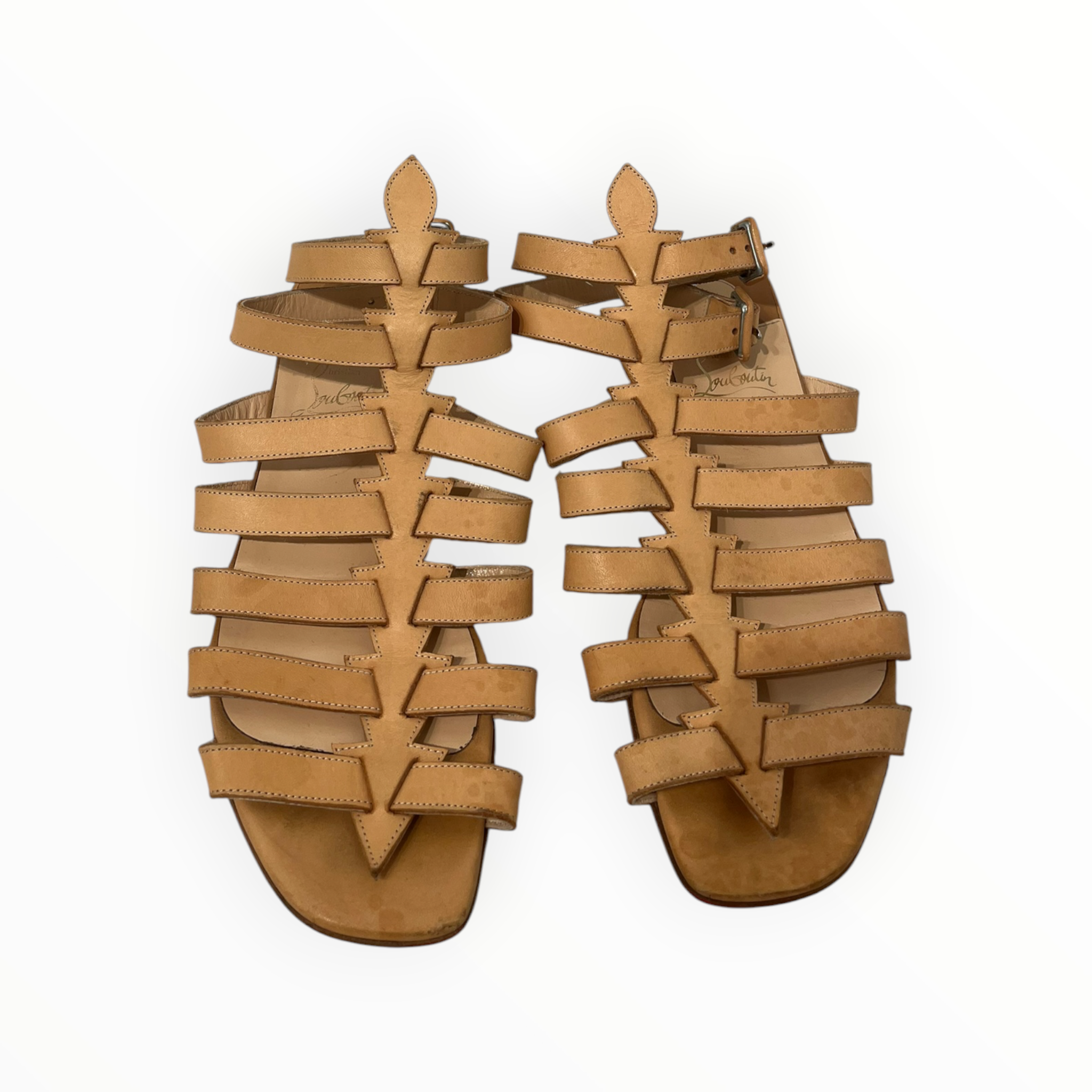 Christian Louboutin/Sandals/EU 38.5/Leather/BEG/GLADIATOR SANDALS view 3
