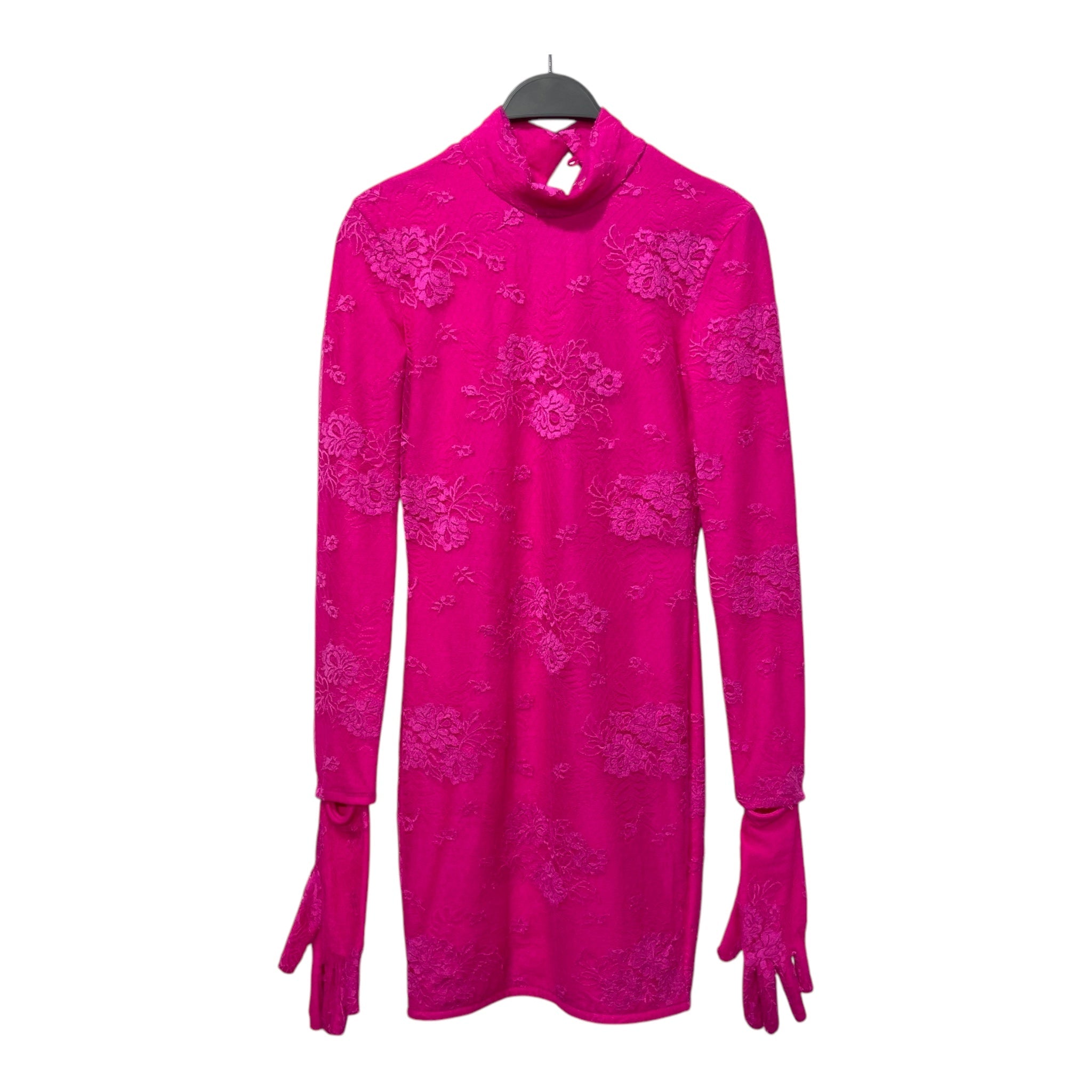 BALENCIAGA/LS Dress/34/Floral Pattern/Cotton/PNK/gloves attached view 2