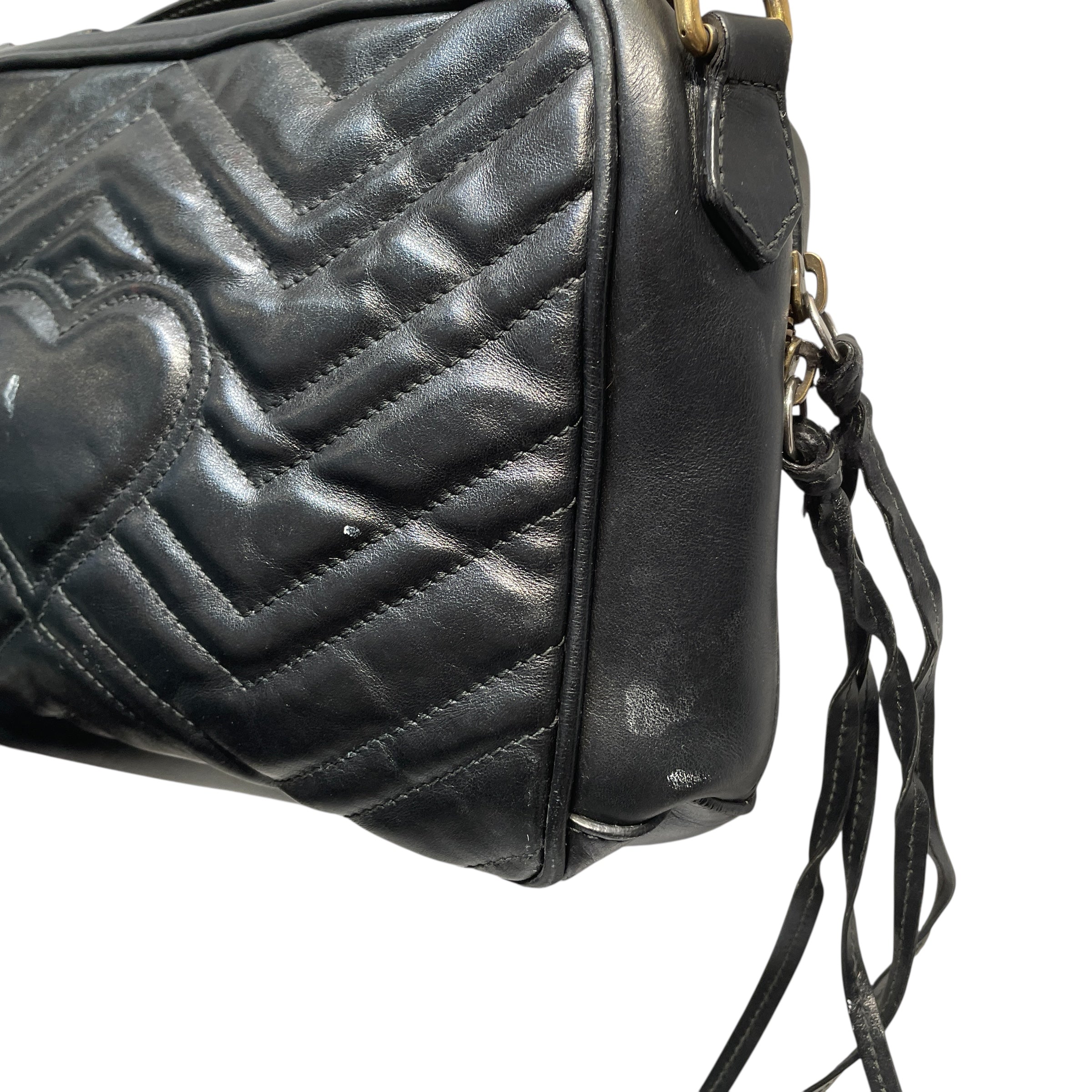 GUCCI/Cross Body Bag/Leather/BLK/GG MARMONT view 4