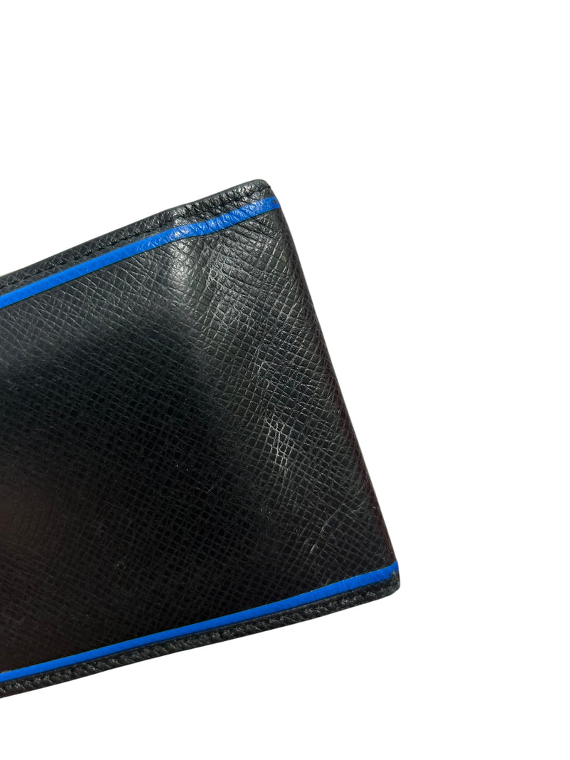 LOUIS VUITTON/Bifold Wallet/Border/Leather/BLK/BLUE LINING