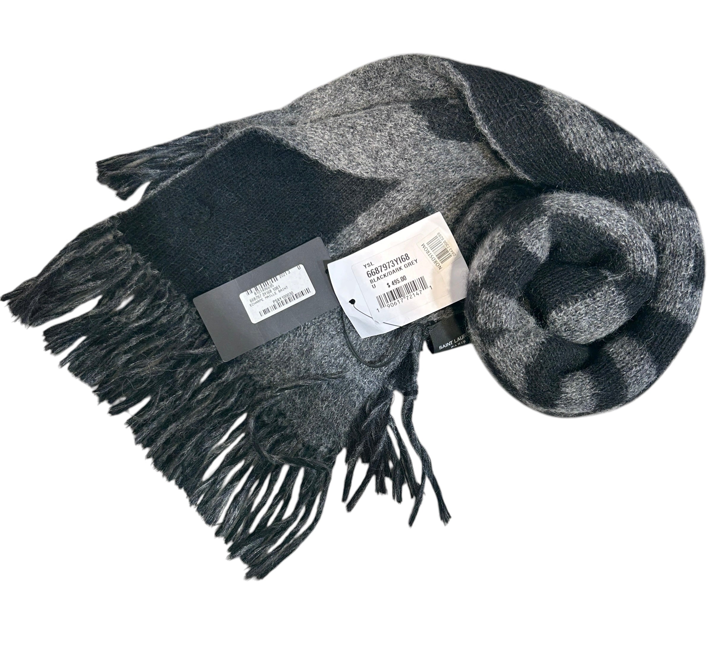SAINT LAURENT/Scarf/Graphic/Wool/BLK/LETTERS view 1