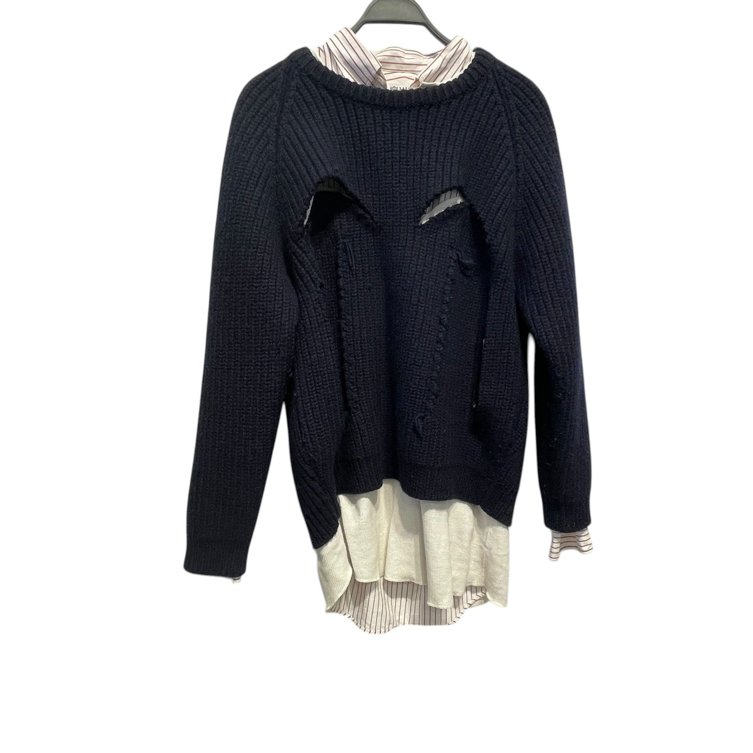 Maison Margiela/Heavy Sweater/48/Acrylic/NVY/Layered button up view 1