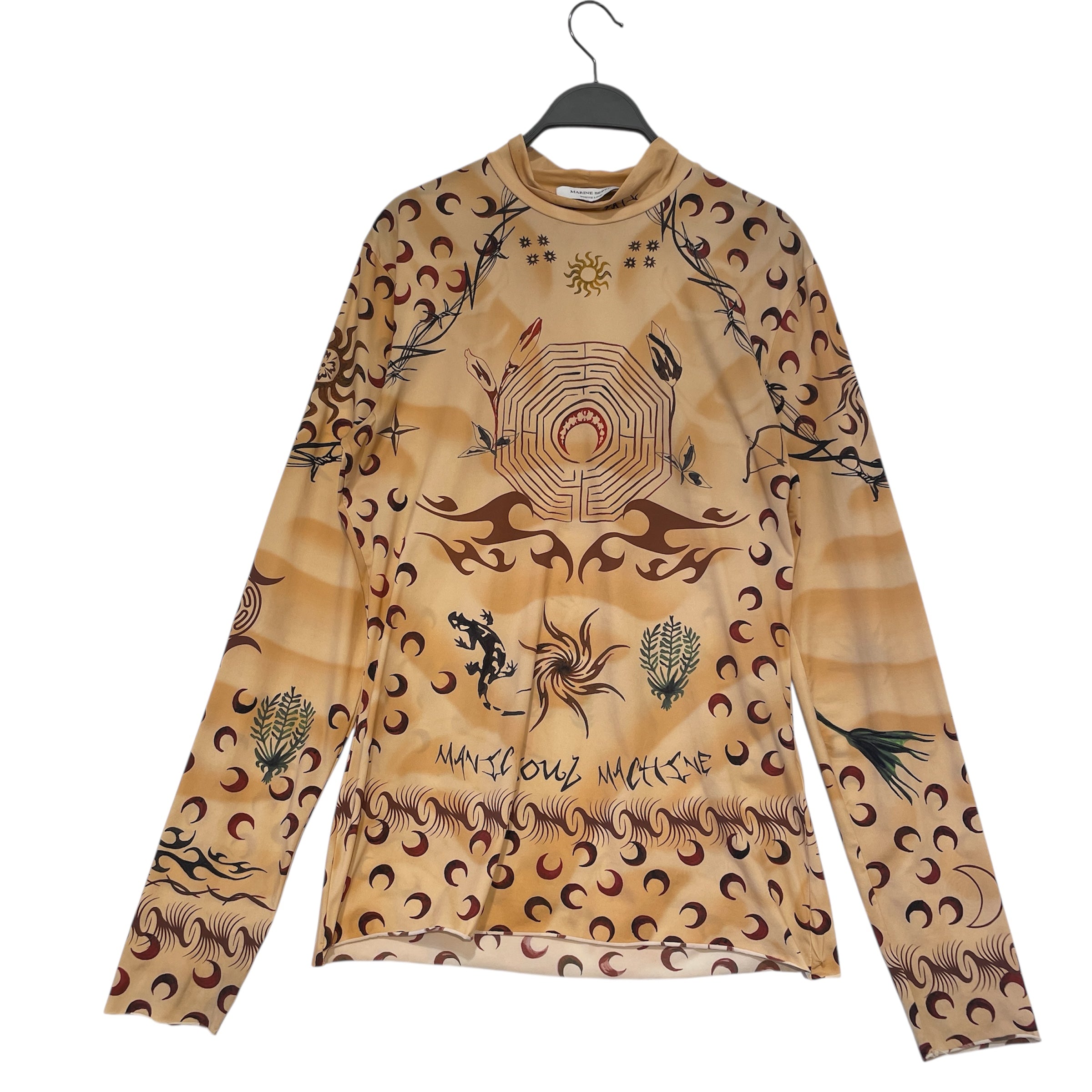 MARINE SERRE/LS T-Shirt/L/Nylon/BEG/All Over Print/Second Skin Tattoo Punk Shaded view 1
