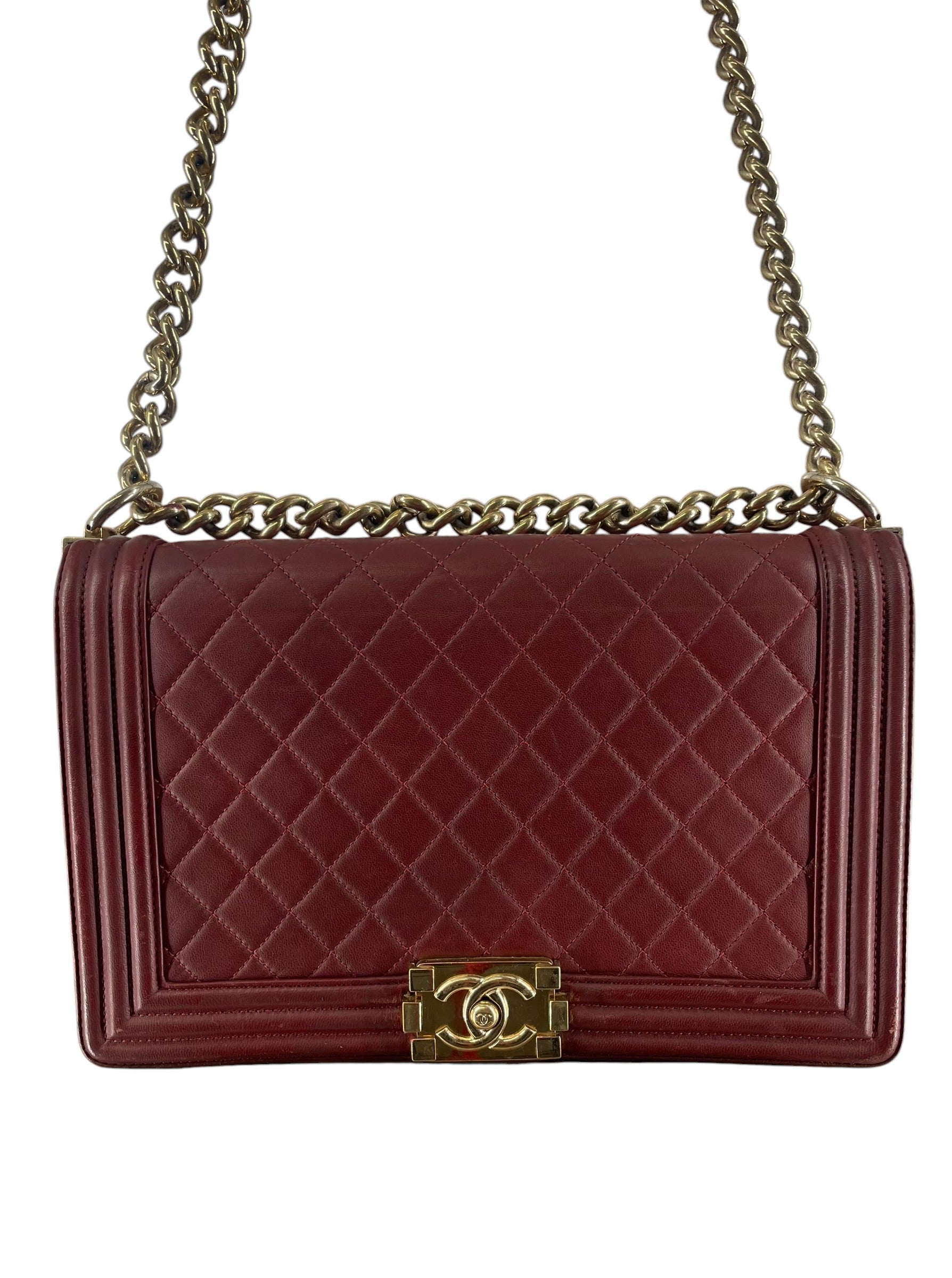 CHANEL/Hand Bag/Border/Leather/BRD/QUILTED LARGE BOY BAG view 4