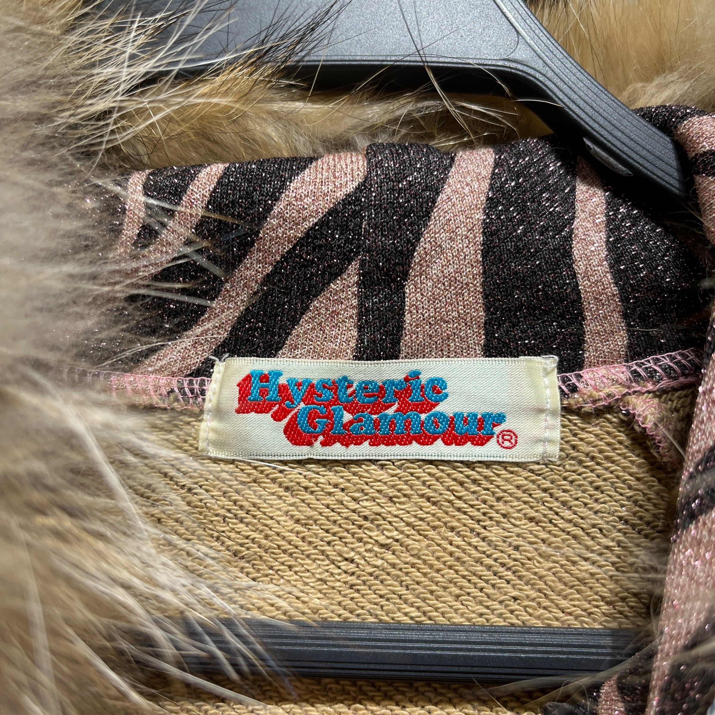HYSTERIC GLAMOUR/Hoodie/XS/Animal Pattern/Cotton/MLT/Pullover/glitter hoodie with fur collar view 3
