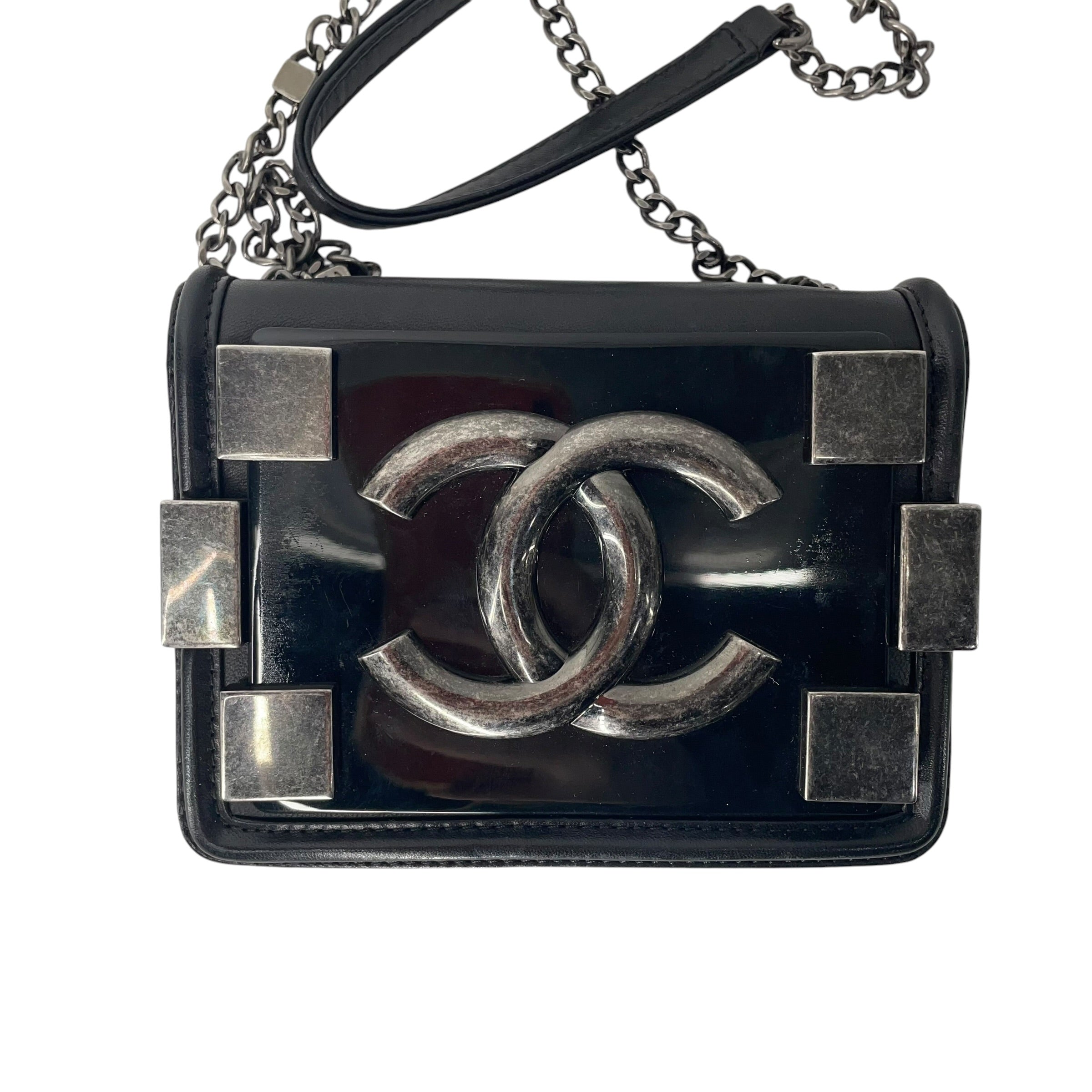 CHANEL/Cross Body Bag/Leather/BLK/18582578 SILVE METAL CC MINI view 6