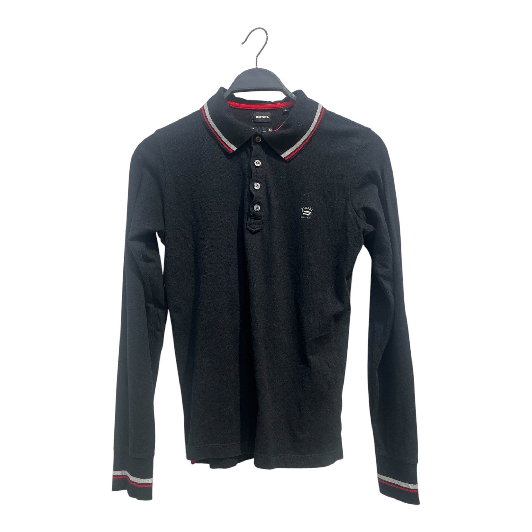 DIESEL/Polo Shirt/L/Cotton/GRY/LONG SLV-METAL LOGO ON HEART view 1
