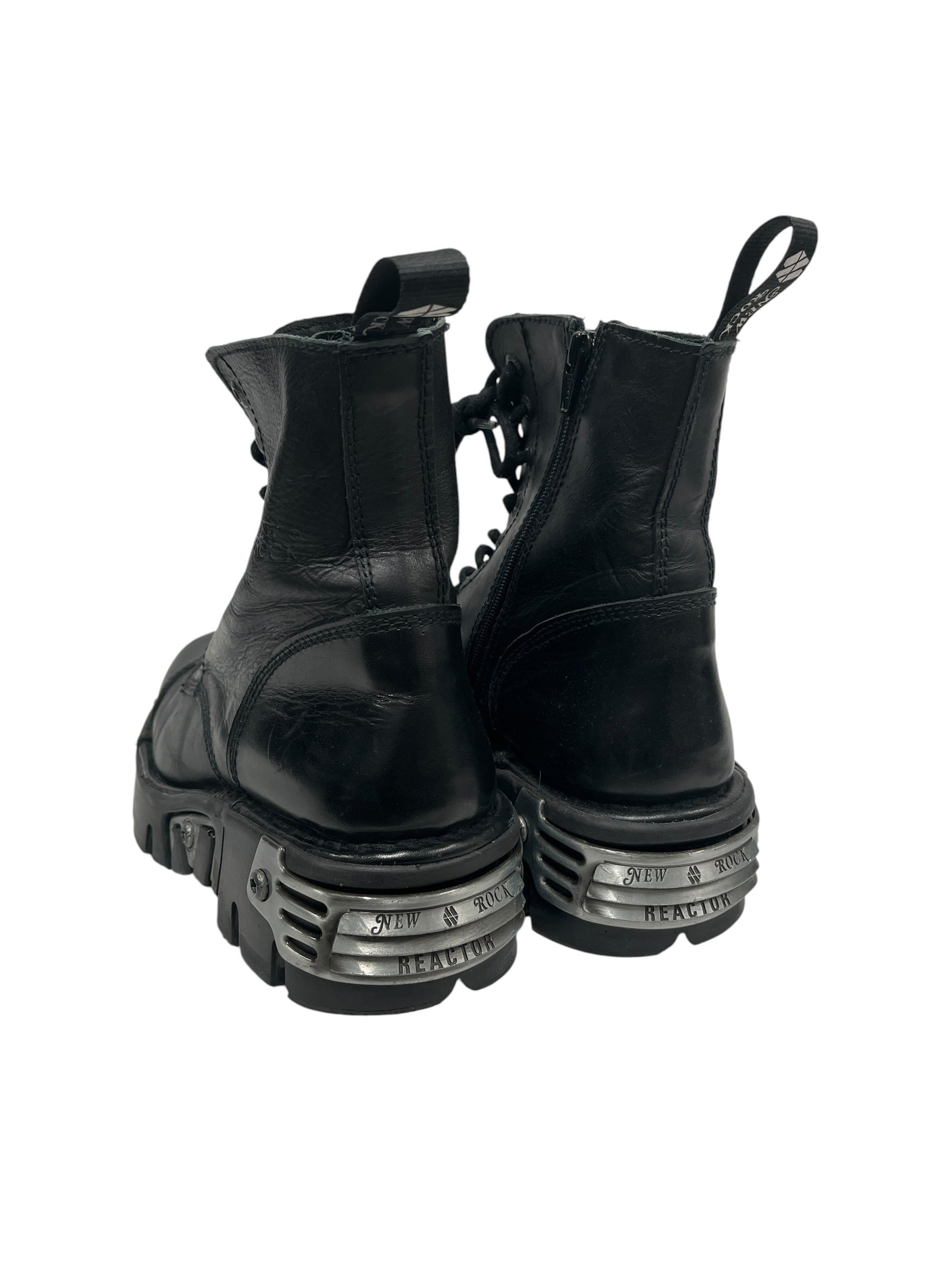 NEW ROCK/Lace Up Boots/US 9/Leather/BLK/PLATFORM COMBAT 8 EYE view 2