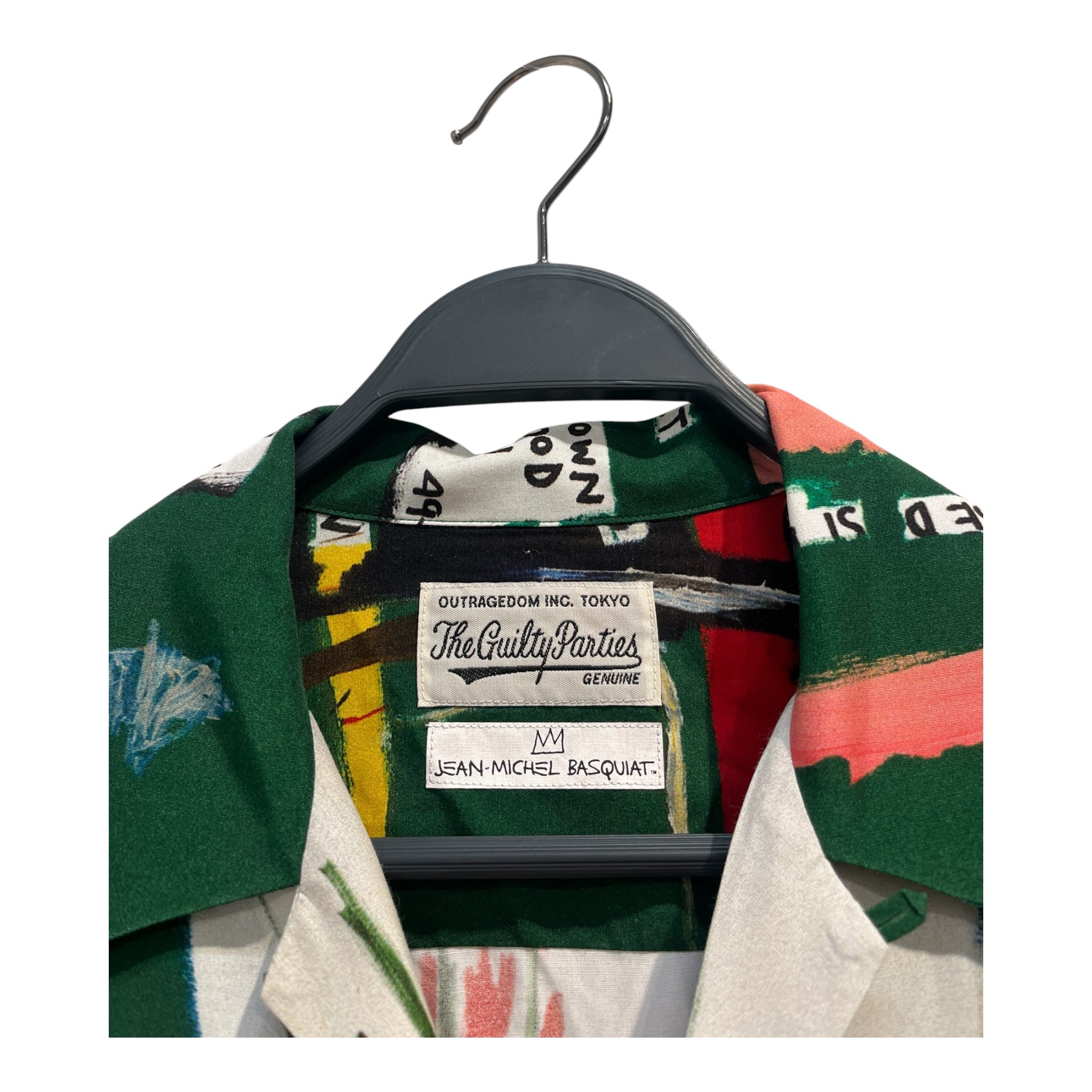 THE GUILTY PARTIES/WACKO MARIA/SS Shirt/L/Rayon/GRN/All Over Print/JEAN MICHEL BASQUIAT PRINT view 2