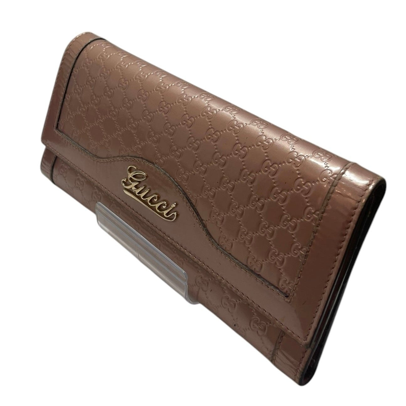 GUCCI/Trifold Wallet/All Over Print/Leather/PNK/metallc pink /gold hrdwr view 1