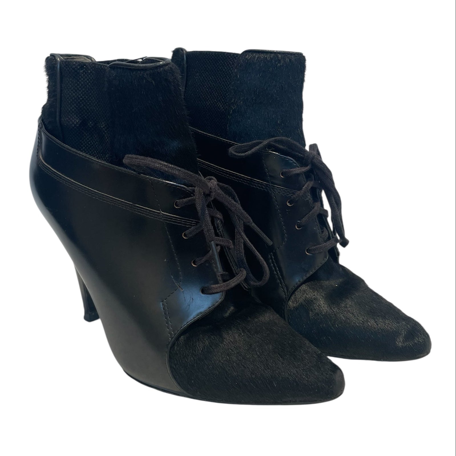 Alexander Wang/Heels/US 5.5/Leather/BLK/Pointed-Toe/MOHAIR LACE UP HEELS view 1