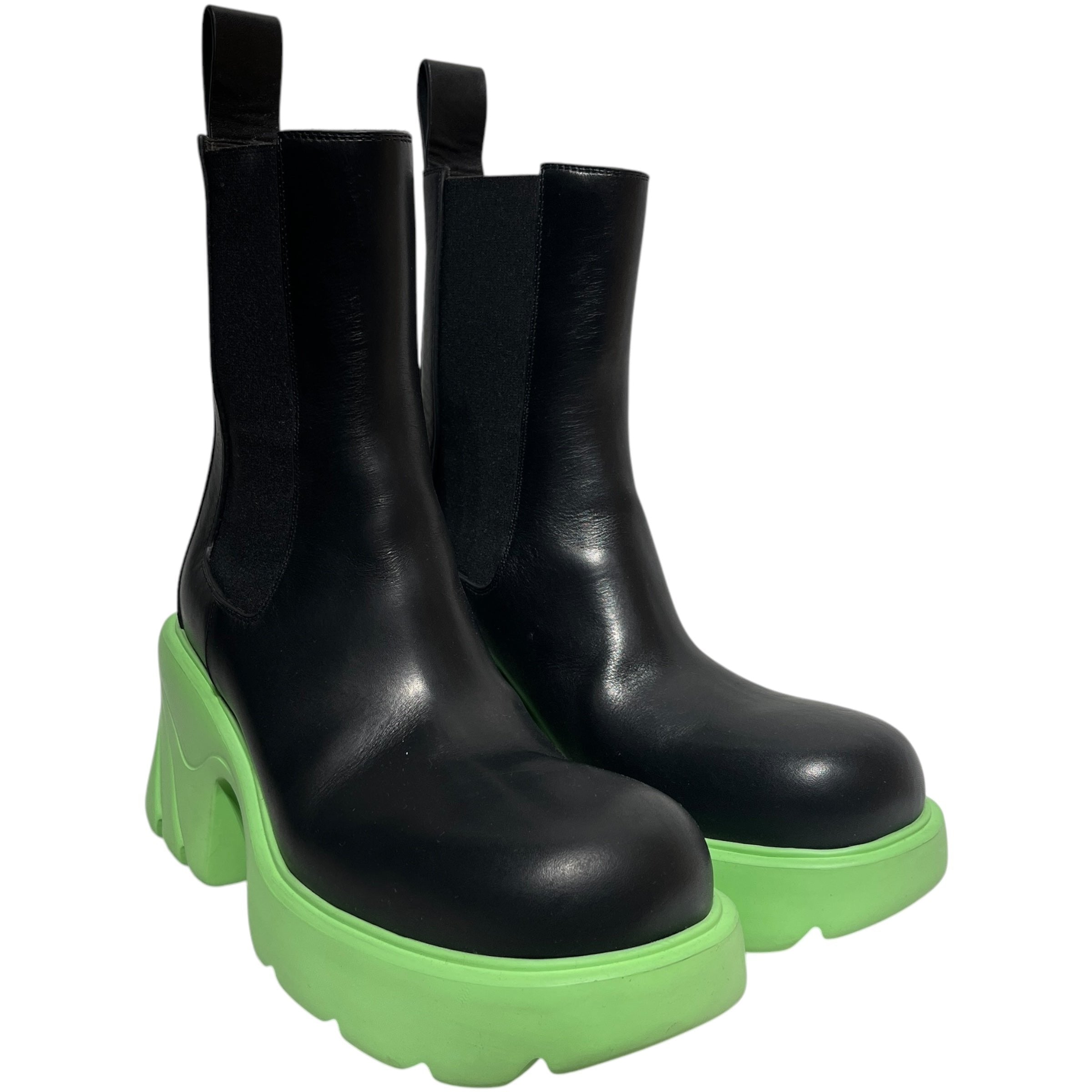 BOTTEGA VENETA/Boots/EU 37/Leather/BLK/GREEN FLASH CHELSEA view 1