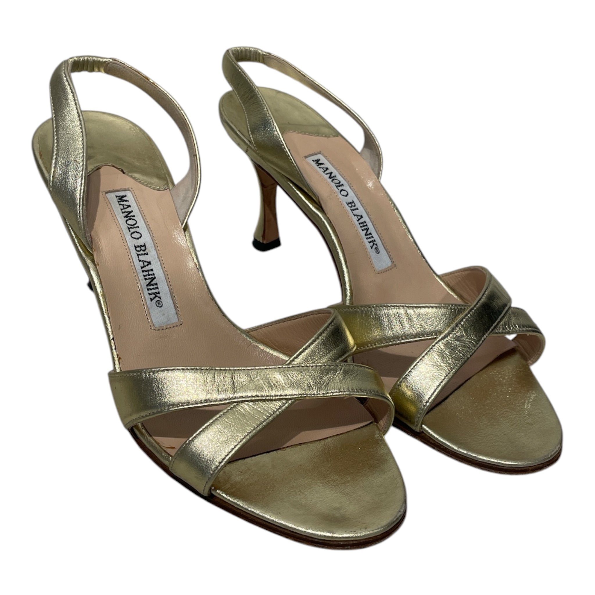MANOLO BLAHNIK/Heels/EU 35.5/Leather/GLD/SLINGBACK view 1