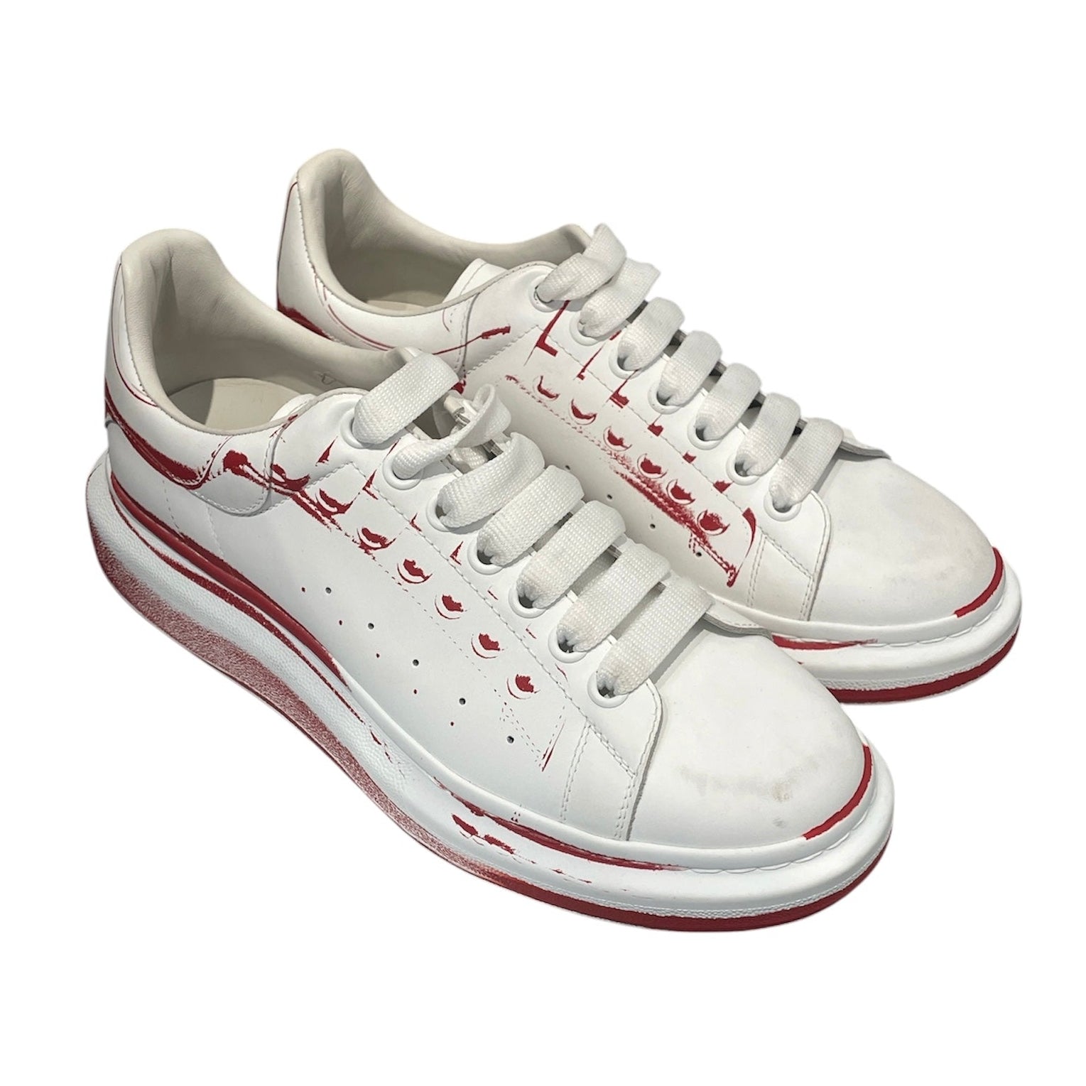Alexander McQueen/Low-Sneakers/EU 42/All Over Print/Leather/WHT/oversized sneaker red print view 1