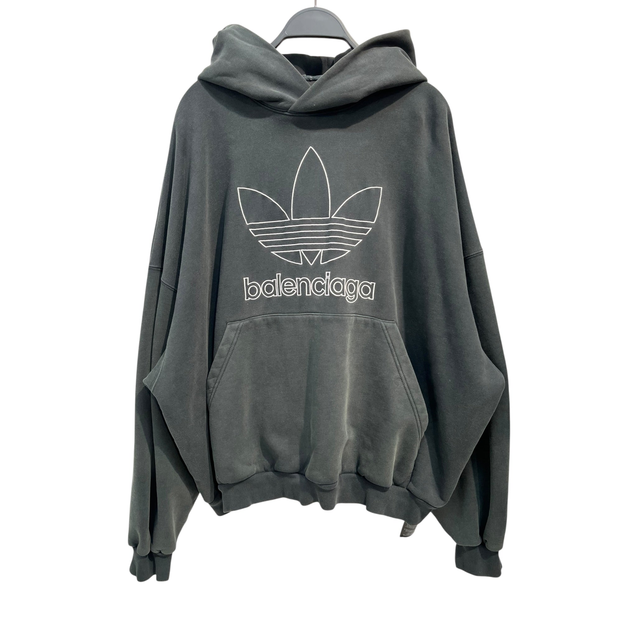 BALENCIAGA/adidas/Hoodie/L/Graphic/Cotton/GRN/Oversize/BLK WHT LOGO view 1