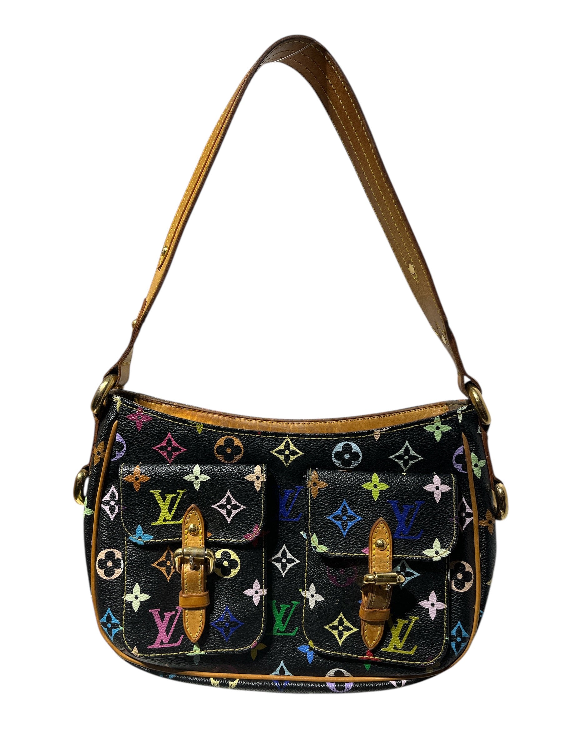 LOUIS VUITTON/Hand Bag/Monogram/Leather/BLK/multicolor lodge view 1
