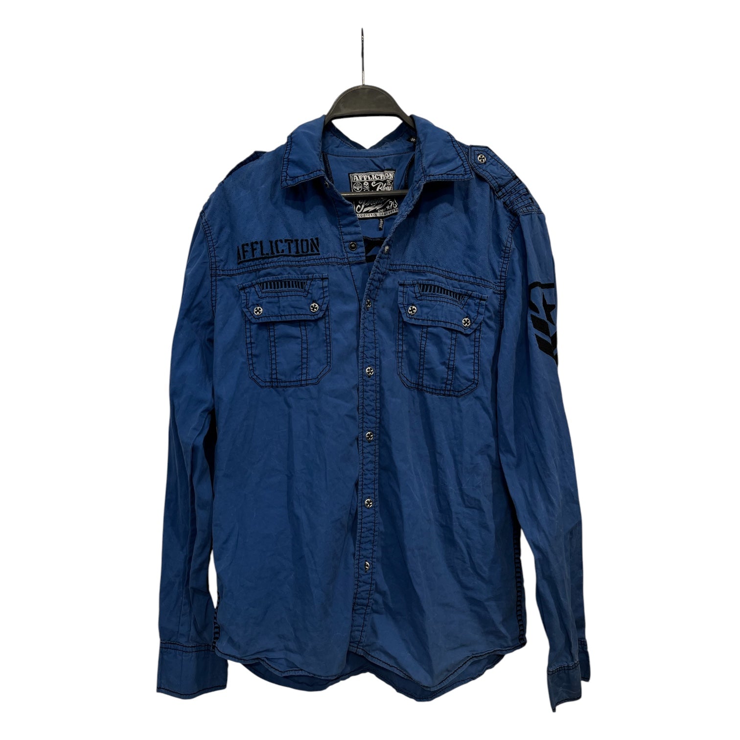 Affliction/LS Shirt/L/BLU/ view 1