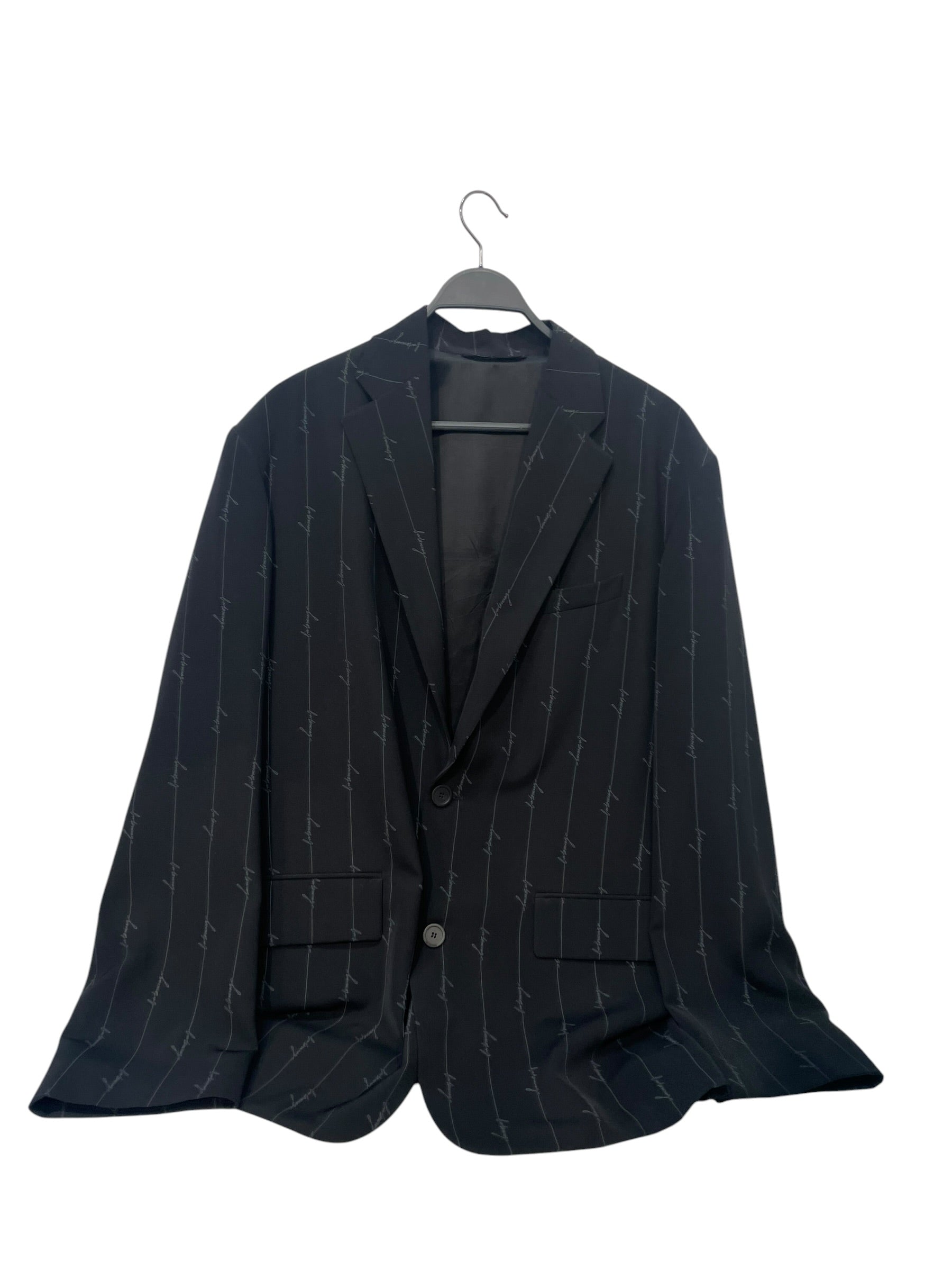 BALENCIAGA/Tailored Jkt/46/Polyester/BLK/Graphic/Signature Logo Boxy view 1